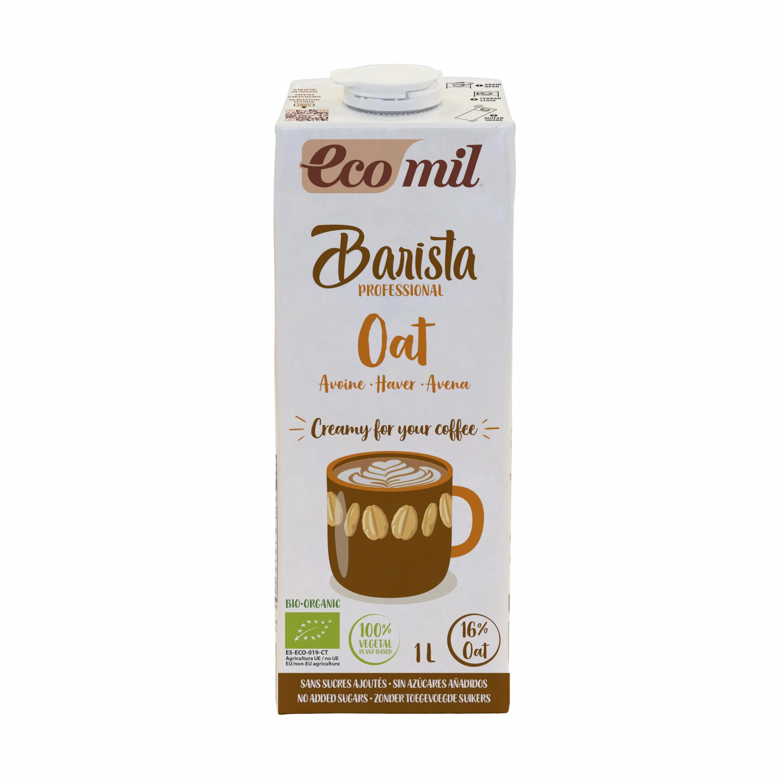 ECOMIL Barista Oat Bio Leche de Avena Barista Profesional Bebida Vegetal 1L