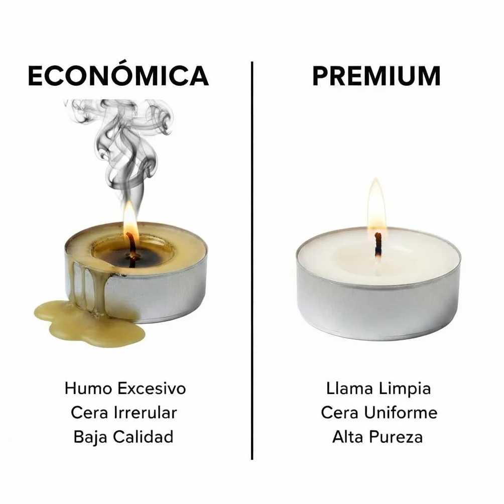 Velas de te Blancas | Pack velas de 50 Unidades | Velas de Té Calientaplatos | Tealight | 3 Horas de Duración | Velas Decorativas Sin Perfume | (50)