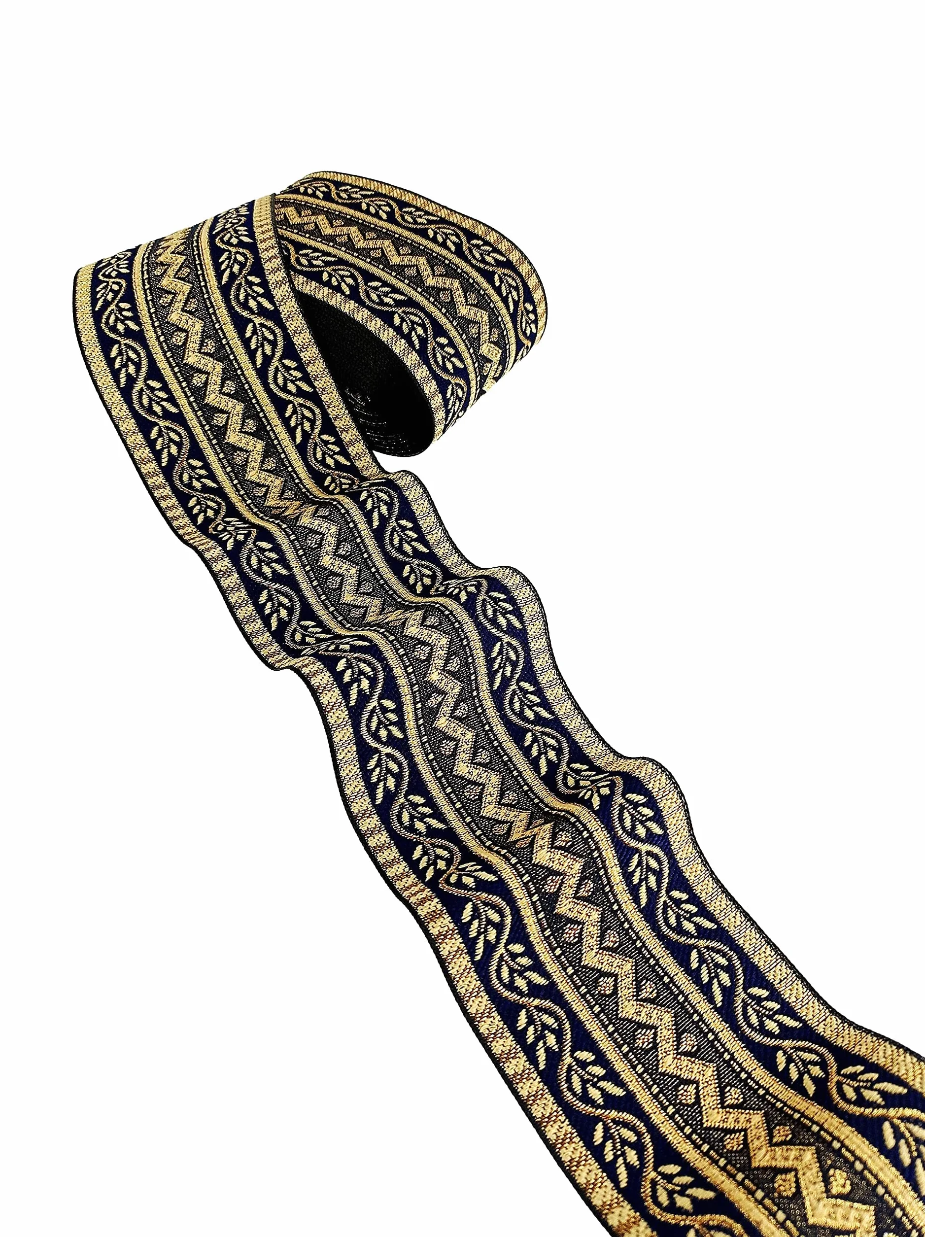 Borde de encaje para carrete de cataratas de sari, tejido jacquard, diseño pesado, trabajo para sari, Kurti, vestidos, bandhani, lehenga, cinta decorativa (2.95 pulgadas de ancho) (6 metros,