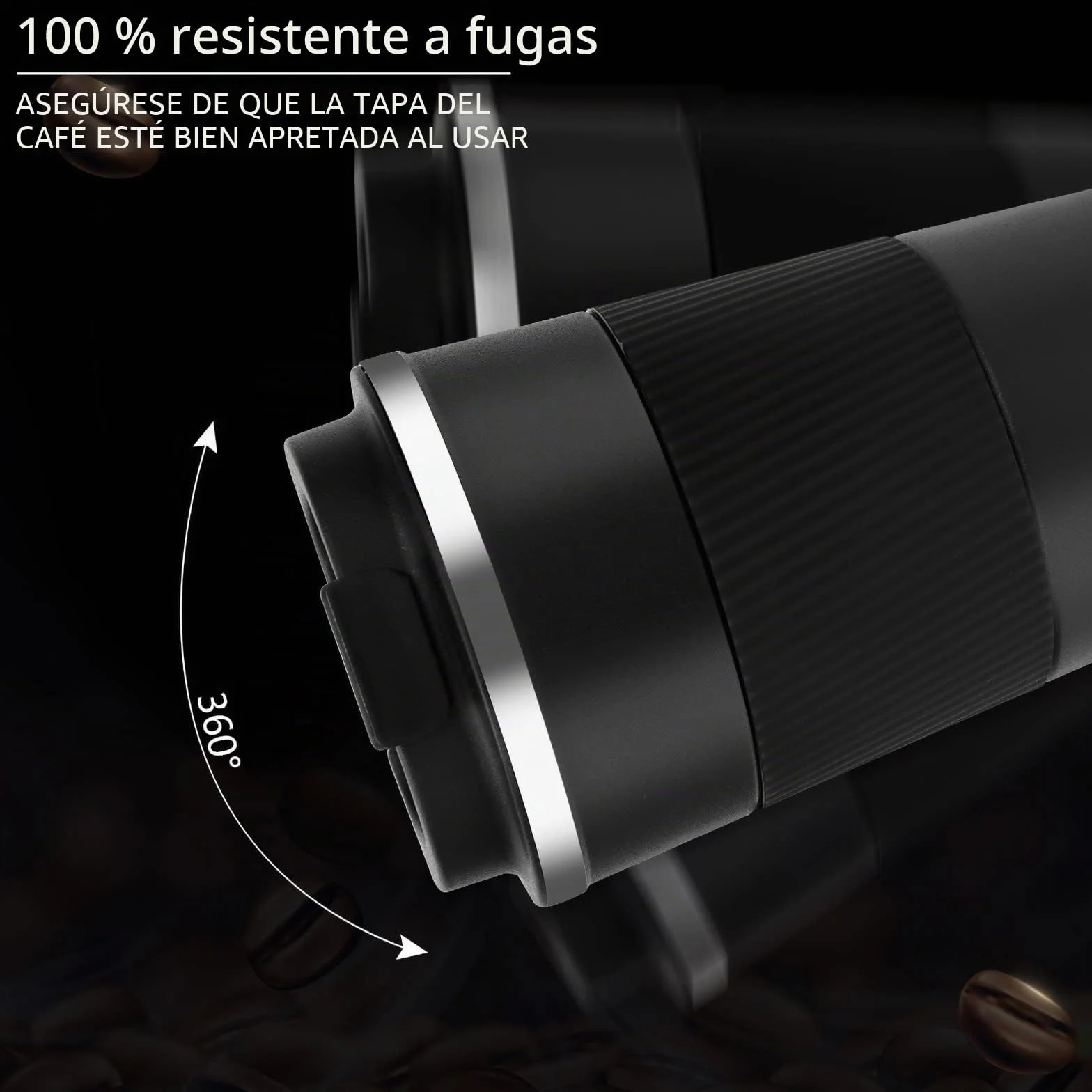 Tlater Taza de café para llevar, 380 ml, termo con tapa a prueba de fugas, vaso de viaje de doble pared, de acero inoxidable, taza de viaje para café y té (negro)