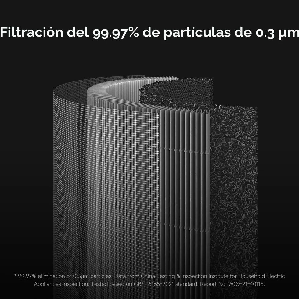 Xiaomi Smart Air Purifier 4 Lite, Filtro HEPA 3-en-1 H13, elimina 99,97% partículas, 43㎡, PM2.5, modo auto, control vocal Alexa y Google, silencioso dormitorio oficina