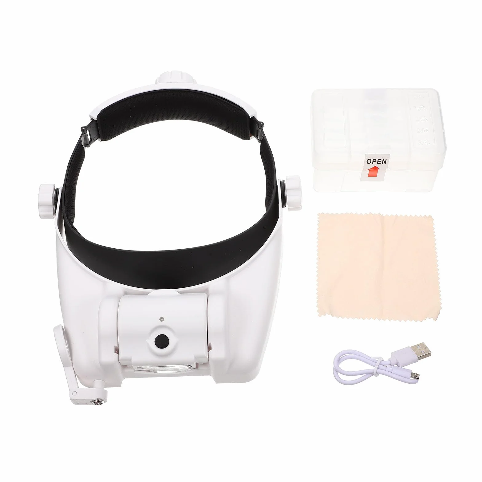CHILDWEET Lupa Montada Cabeza con Luz LED para Extensión de Pestañas Gafas Lupa, Blanco, Plástico y Vidrio, Múltiples Aumentos, Fácil de Llevar y Identificación de Joyas
