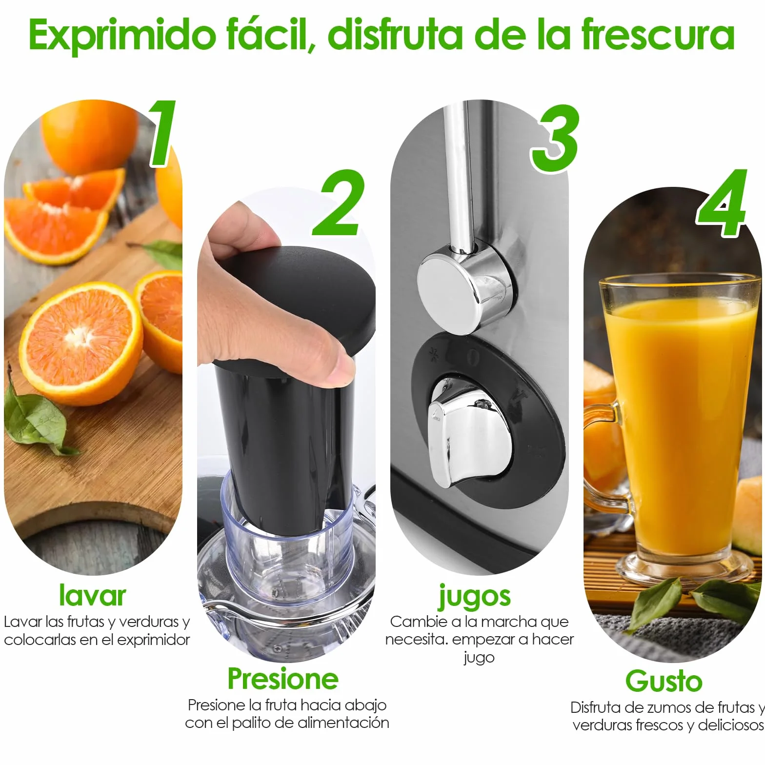 Dreamhigh® Extractor de Zumos, Licuadora para Verduras y Frutas 800W de Acero Inoxidable, Extractor de Zumos y Verduras con Boca de 65 mm, 3 Velocidades, de Ajuste Apto Para Zumos de Frutas y Verduras