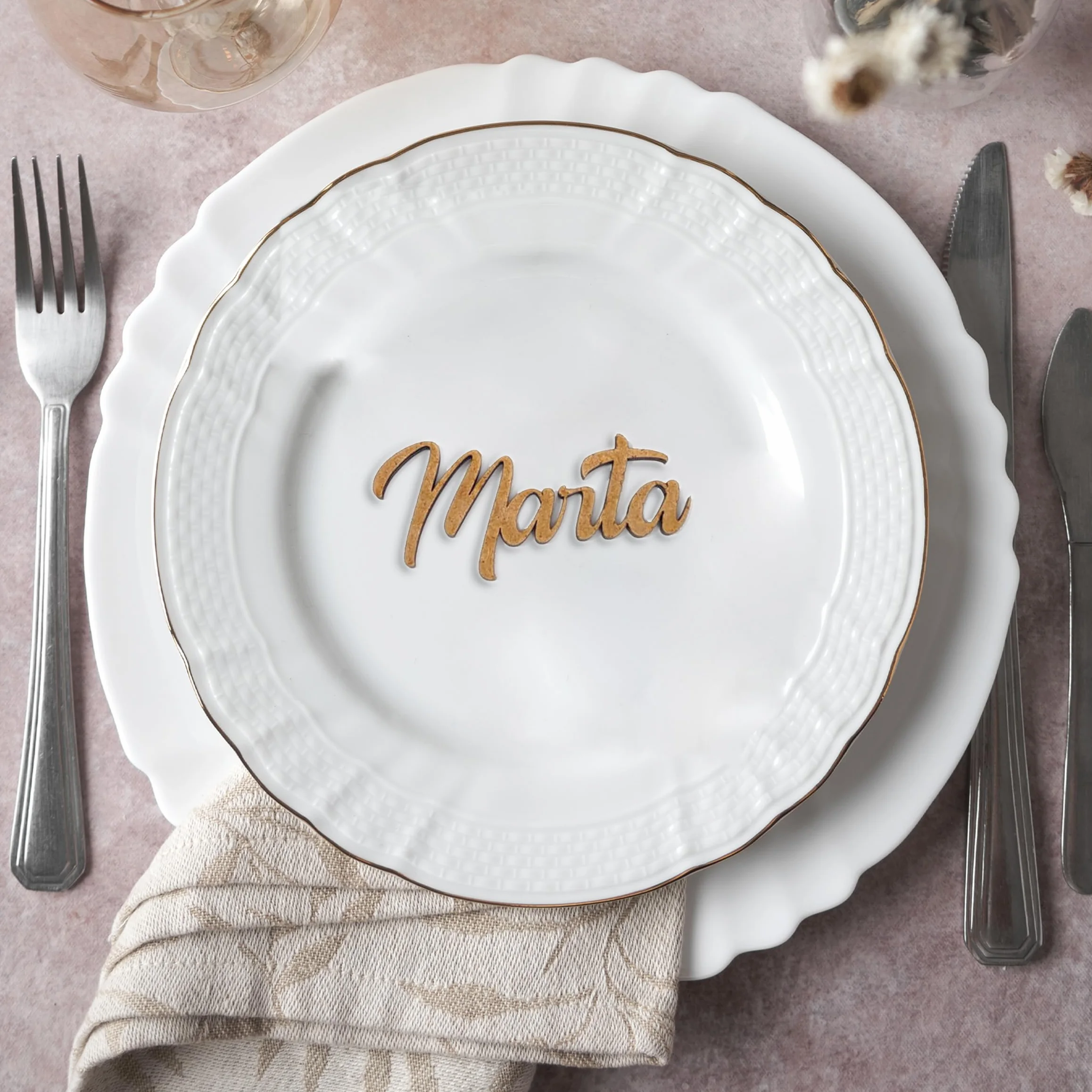 Marcasitios de Madera Personalizados Pack de 10, Cortados a Láser para Bodas