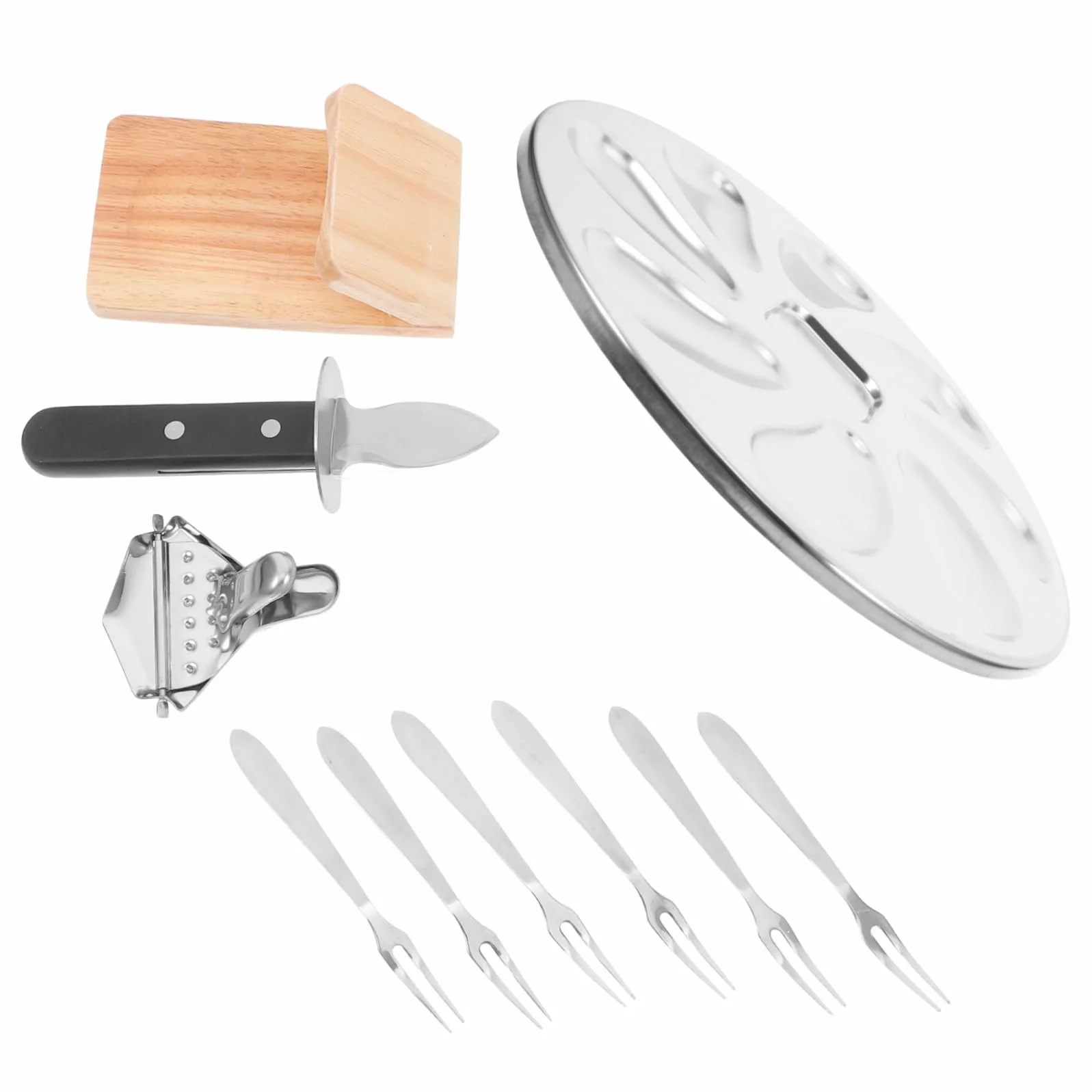 Cabilock 10piezas Herramientas para Abrir Ostras De Acero Inoxidable Incluye Pinza para Ostras Bandeja para Servir y Herramientas para Mariscos para Eventos Casa o Cena De Mariscos