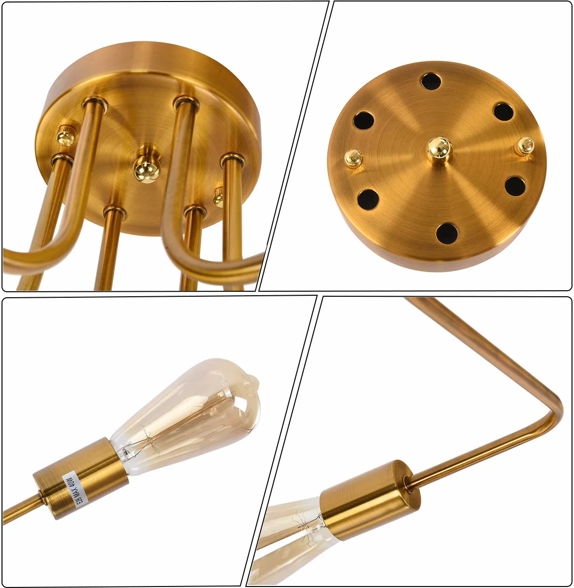 Moderno Candelabro Color Oro 6 E27 para sala de estar (Sin bombilla)