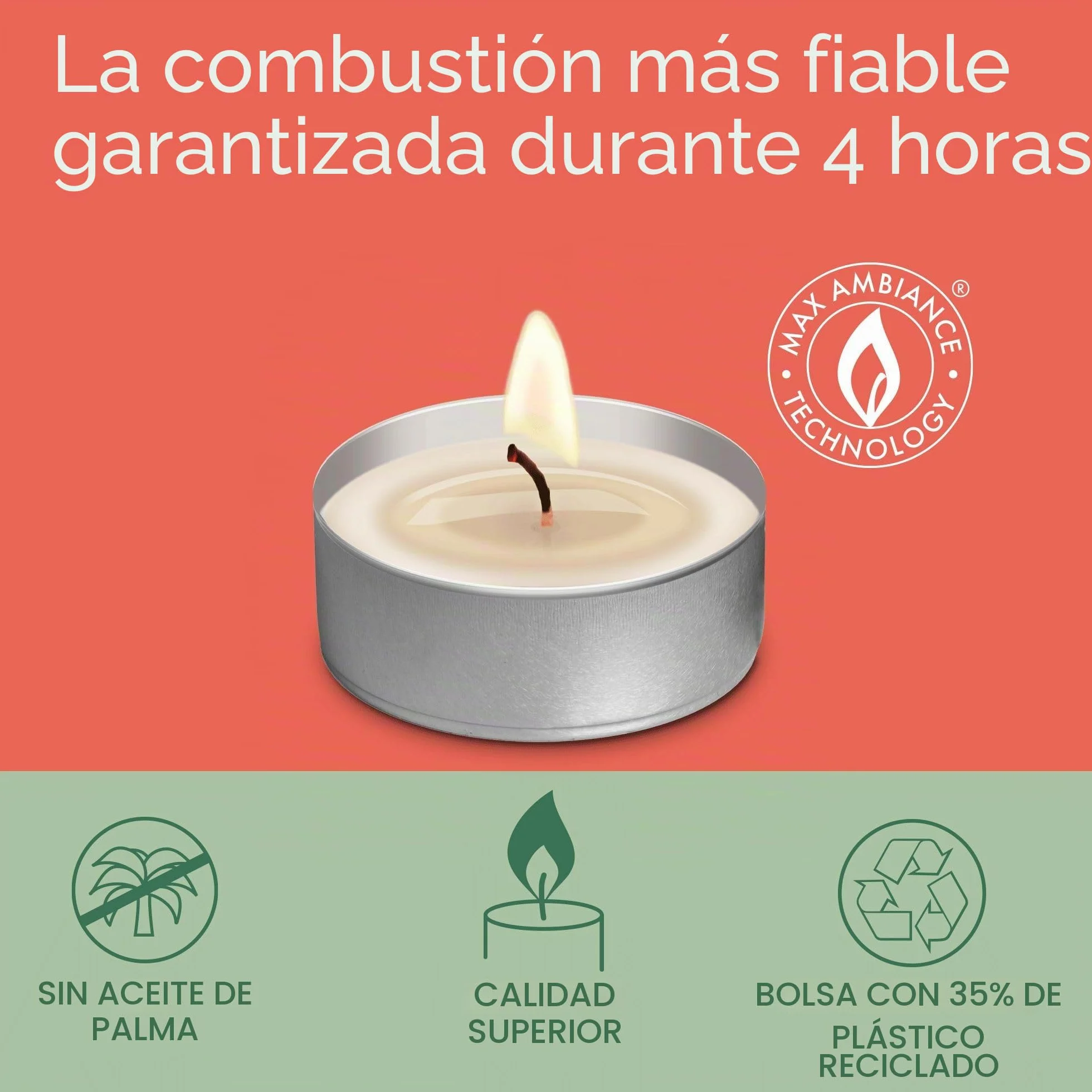 Bolsius Velas de Té 75 Unidades 4 Horas Cera Vegetal Natural