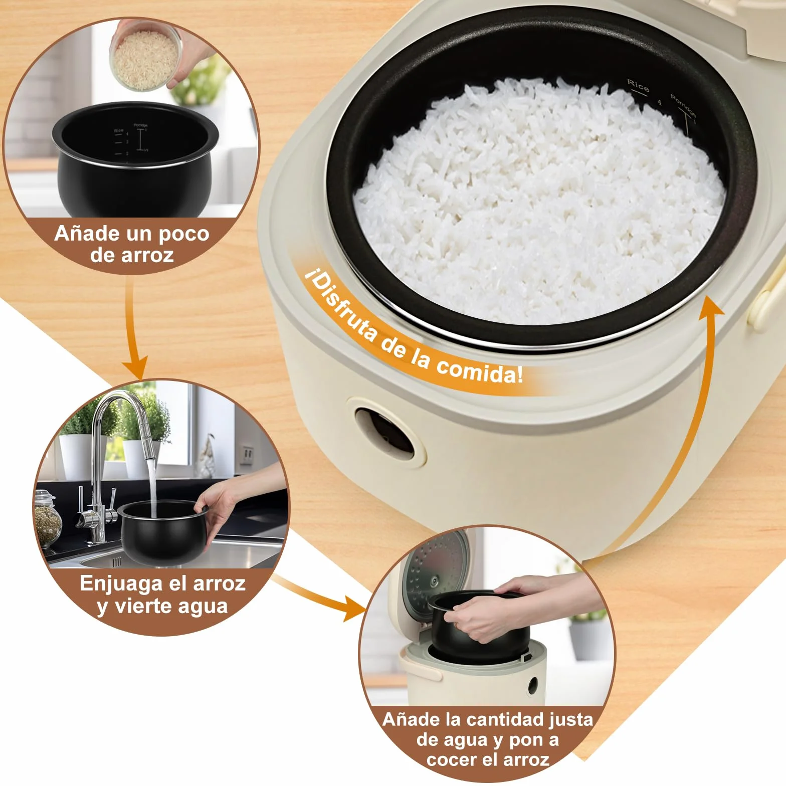 Bear Arrocera 3,5 Tazas Vaporera Mini Rice Cooker Multifuncional 350W 6 Funciones Cocción Arroz 2-4 Personas