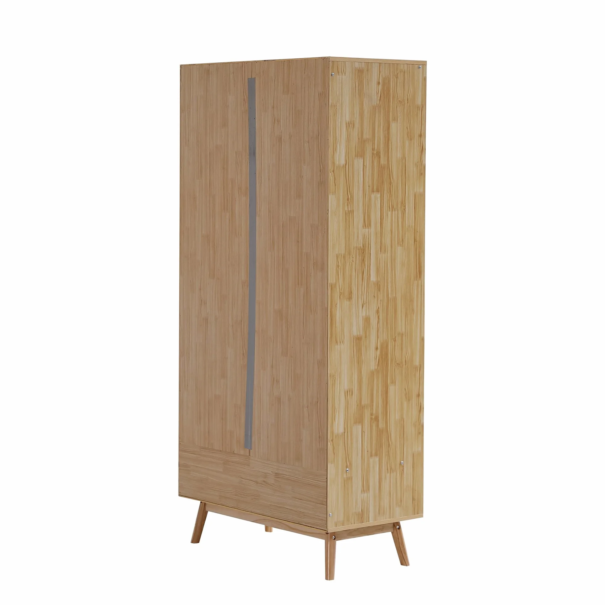 Moimhear Armario con barra, 90 x 45 x 183 cm, armario de 2 puertas, dormitorio, red de ratán, con tapa inferior abatible, tablero de partículas + ratán sintético