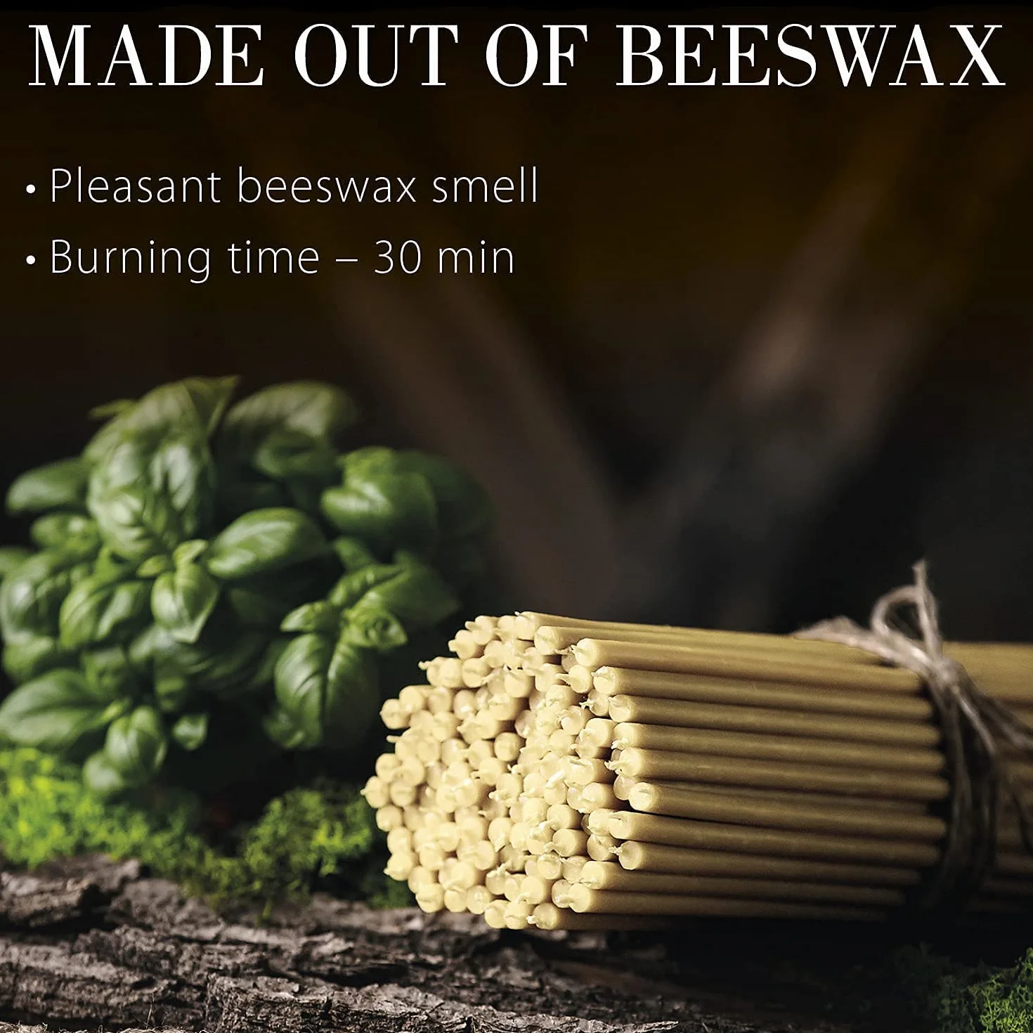 Danilovo Velas de cera de abeja blancas, 50 unidades, velas ortodoxas para oración, rituales, decoración de mesa de boda, no tóxicas, sin hollín, N140, altura: 15 cm, diámetro: 5 mm