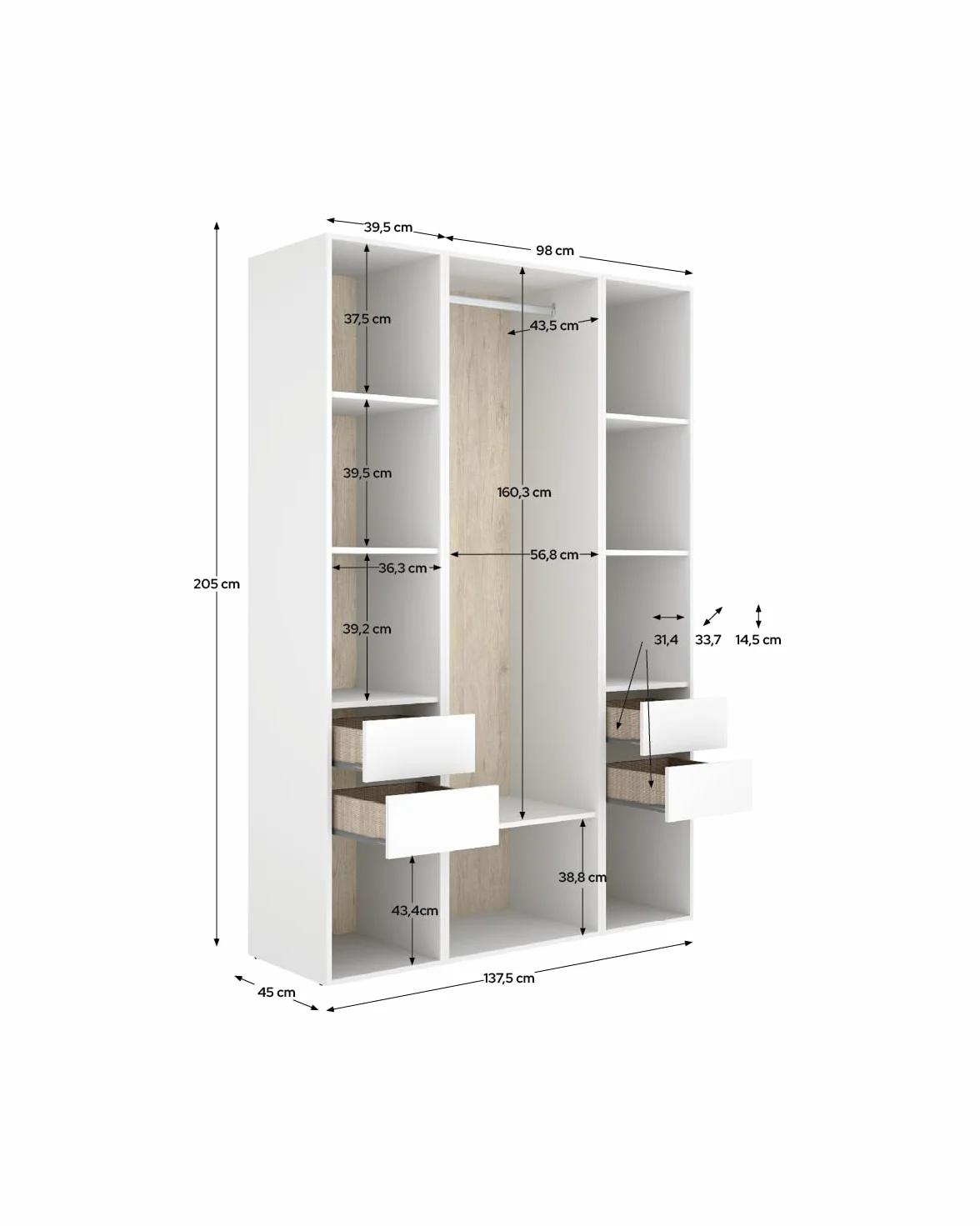 DEKIT Grupo RIMOBEL-Conjunto Armario-VESTIDOR con Trasera Reversible