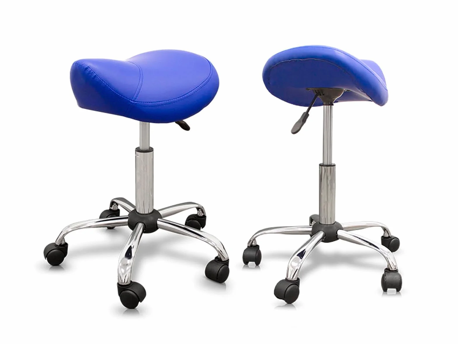 QUIRUMED Taburete Tipo Pony Ergonómico con Base de Acero, Negro, Polipiel, Regulable, hasta 150 kg