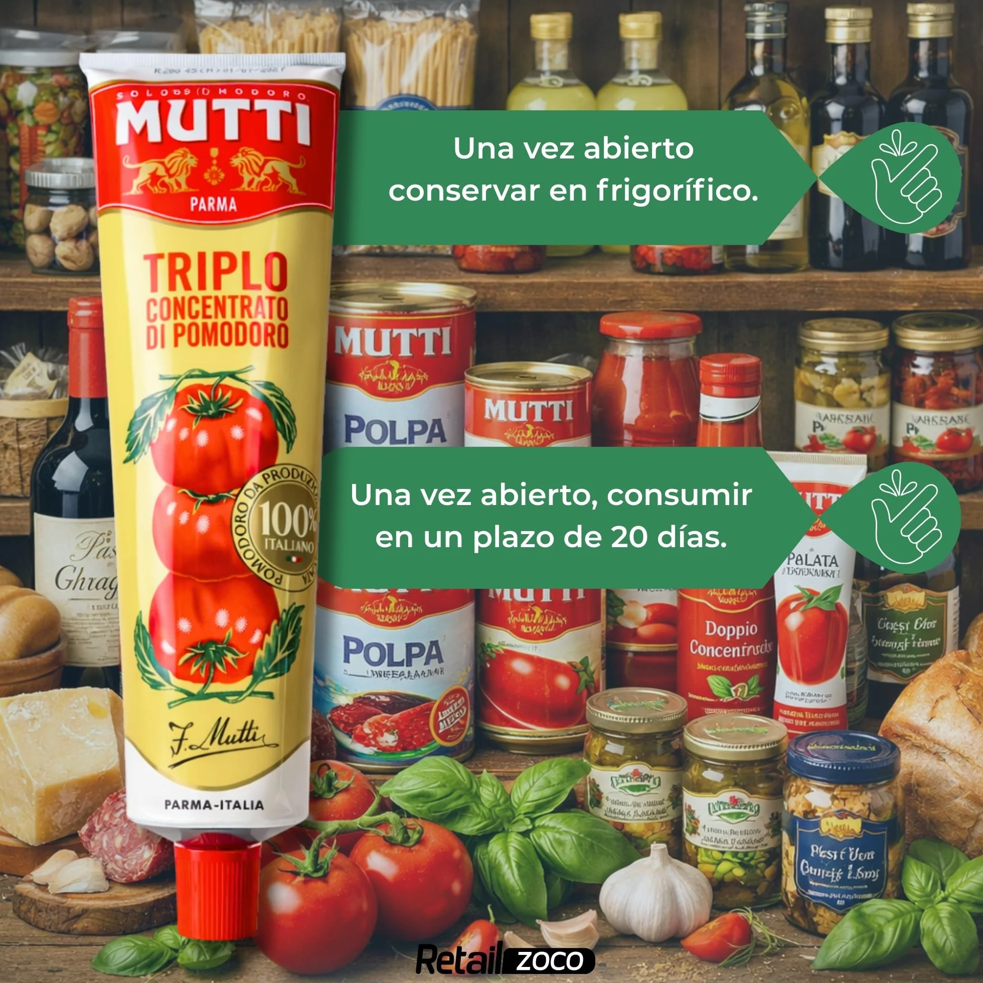 Mutti Pasta de Tomate Triple Concentrado 3x185g Sin Gluten