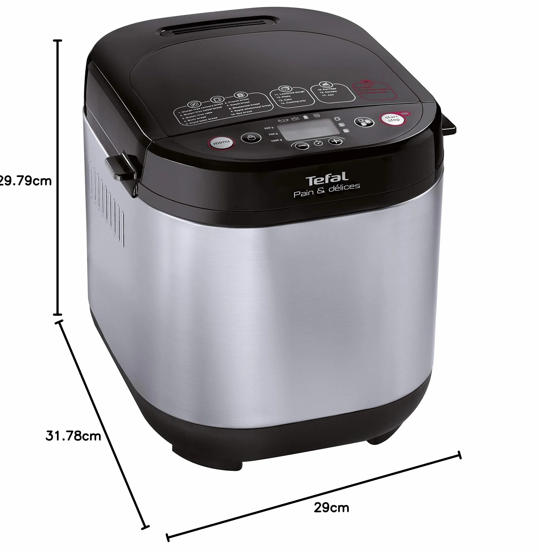 Máquina para hacer pan Tefal PF240E38, negro/acero inoxidable