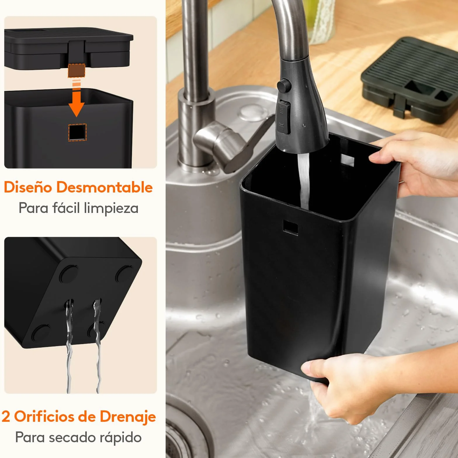 Lifewit Bloque Portacuchillos sin Cuchillos Soporte 15 Knives Ranura Tijeras Afilador Organizador Cocina Drenaje Blanco