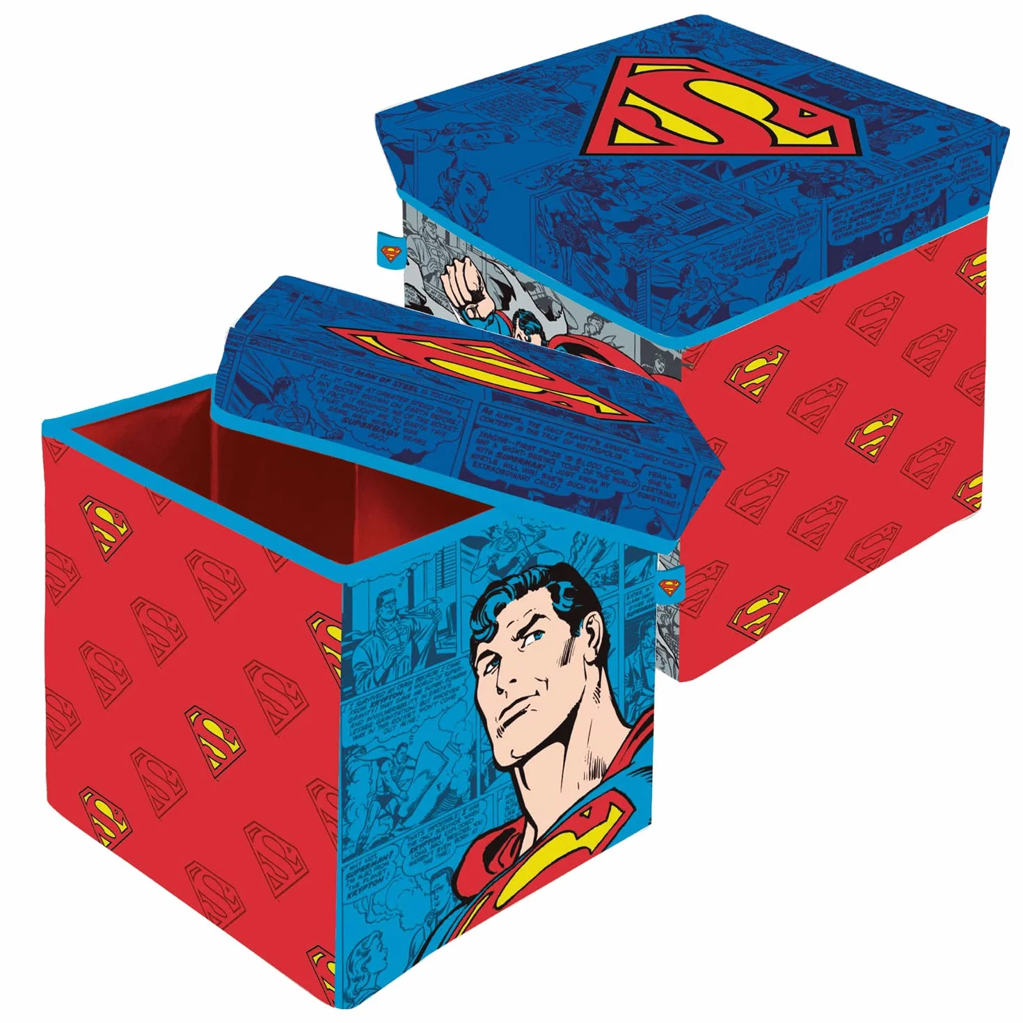 ARDITEX Caja con Tapa Superman Cubo de Tela Guardatodo 30x30x30 cm Asiento Infantil