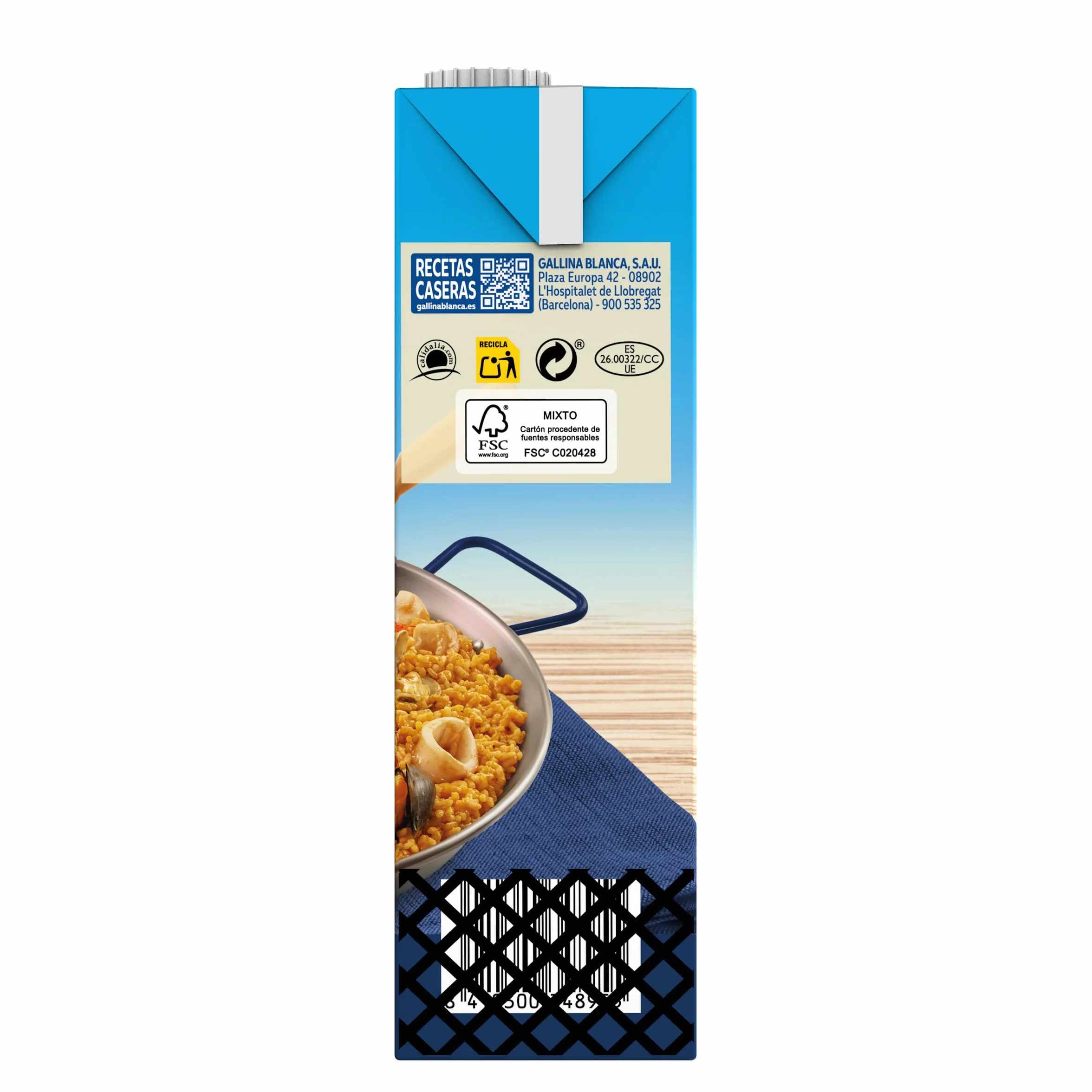 Gallina Blanca Caldo para Paella Fácil de Marisco Natural 1L Paquete de 2