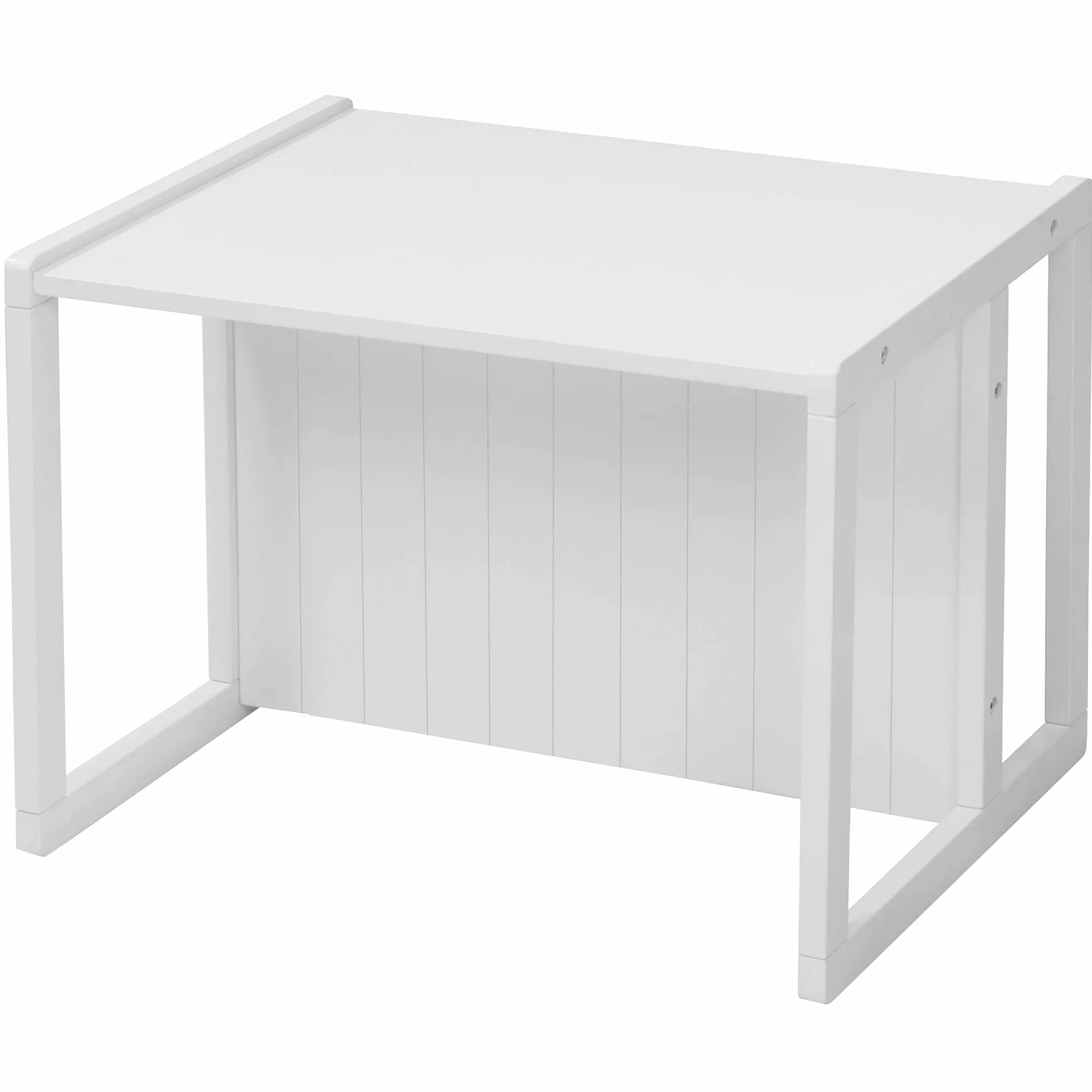 Banco Infantil 2en1 de Madera Ajustable 2 Alturas Asiento Convertible Mesa Escritorio 60 kg Blanco