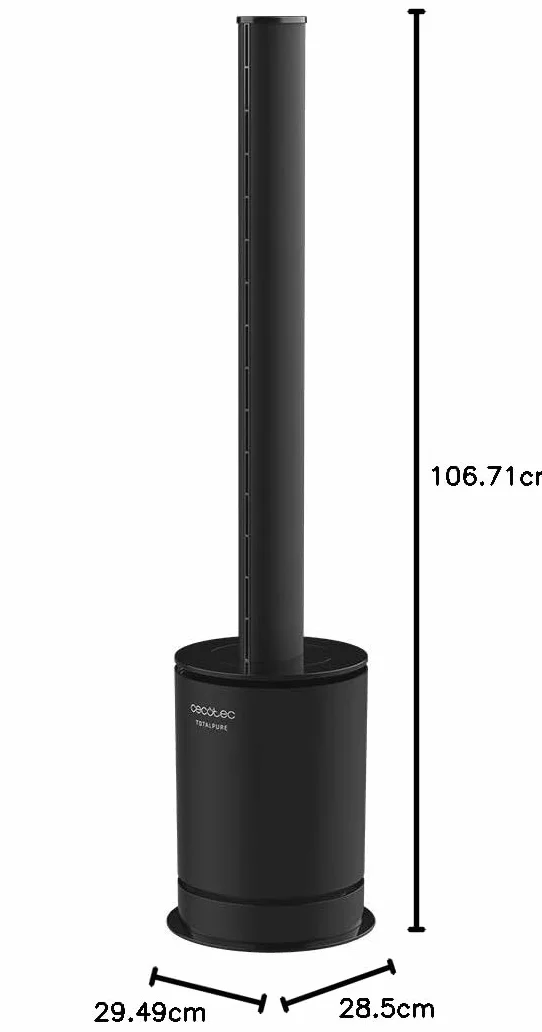 Cecotec Ventilador, Calefactor, Purificador de aire TotalPure Connected Max. Potencia calefacción 2000W, Potencia ventilación 45W, Purificador de Aire, Temporizador, Pantalla LED, 14 Velocidades, APP