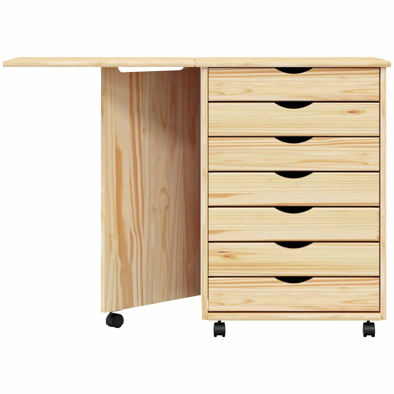 vidaXL Gabinete Rodante con Escritorio Moss Barniz Transparente, Sala Moderna, Mueble útil, gabinete Rectangular con Escritorio, Estilo Minimalista, Madera de Pino