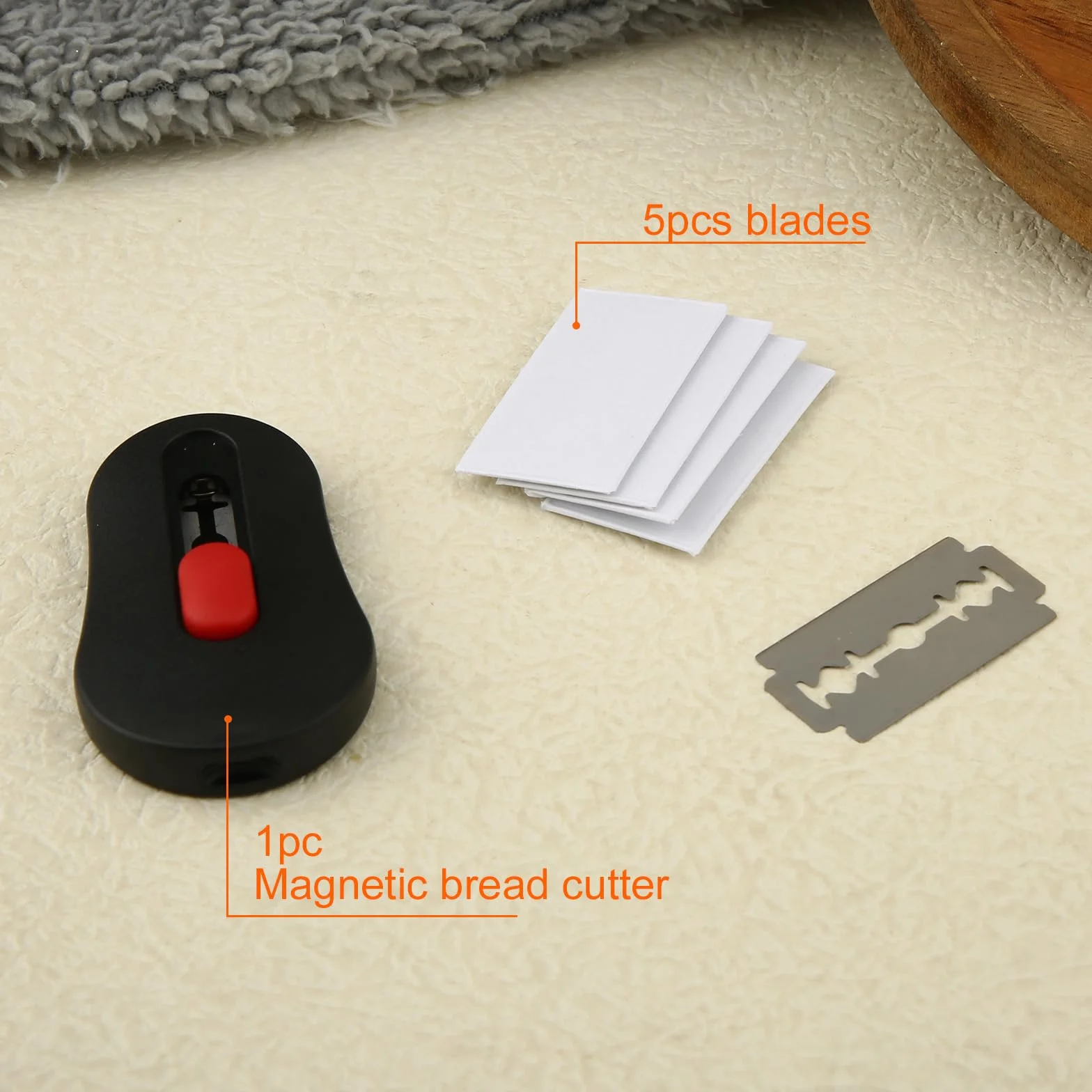 Gosknor Cortador de Masa de Pan, Extraíble y Magnética Herramienta para Pan con 5 Hojas Afeitar Acero Inoxidable Bread Scoring Tool para Suministros Hacer Sustento Horneado