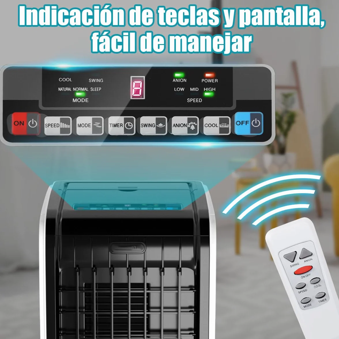 GOPLUS Aire Acondicionado Portátil 4 en 1 con Depósito de Agua 6L, Purificación Ventilador Humidificador Enfriador de Aire Móvil, Climatizador Evaporativo 3 Velocidad, Temporizador 8H, Control Remoto