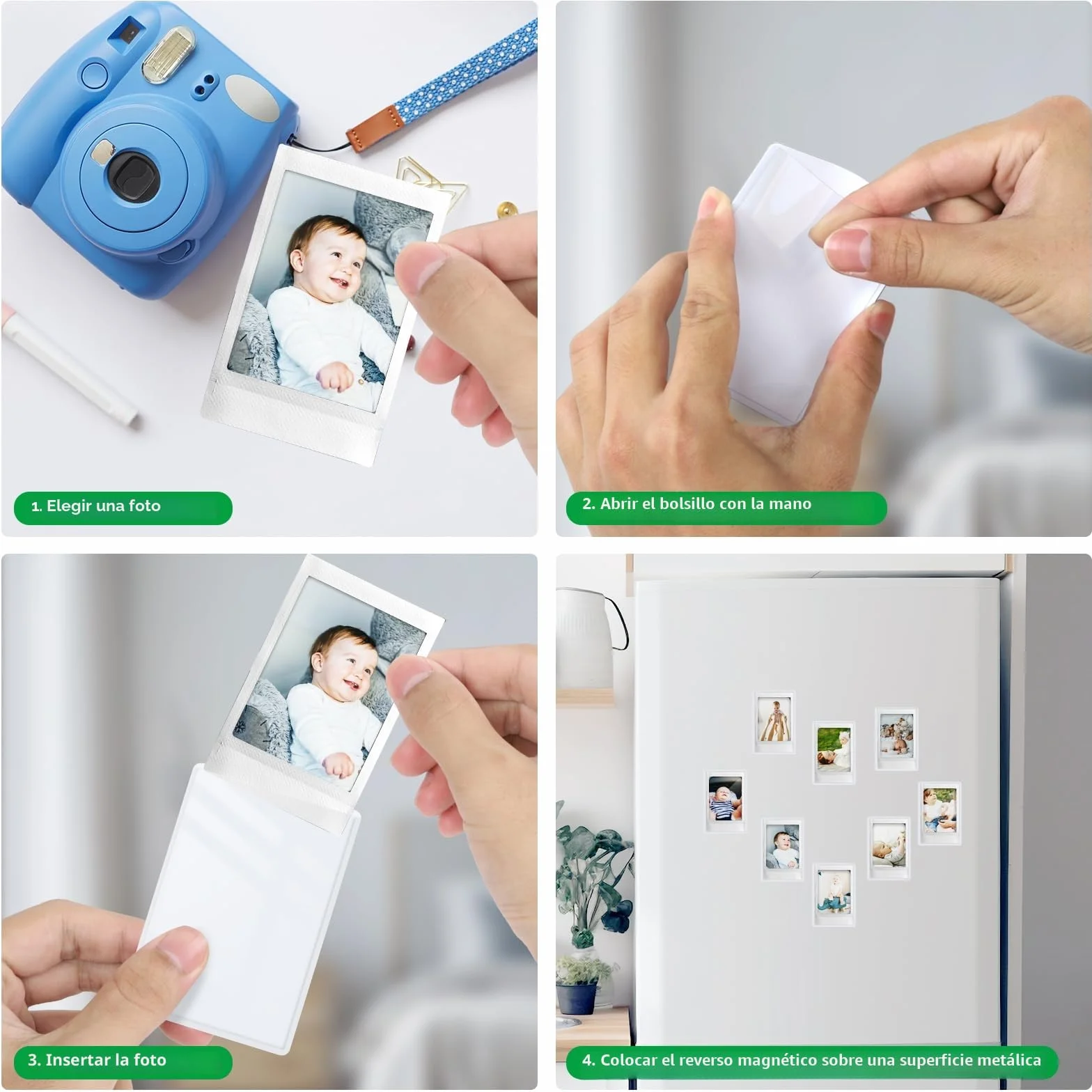 FRETONBA Foto Iman Nevera para Polaroid Instax Mini Papel Fotografico, 10 Piezas 9,5 x 6,5 cm Marcos de Fotos Magnéticos, Imanes Personalizados Nevera Para Foto, Postal, Blanco