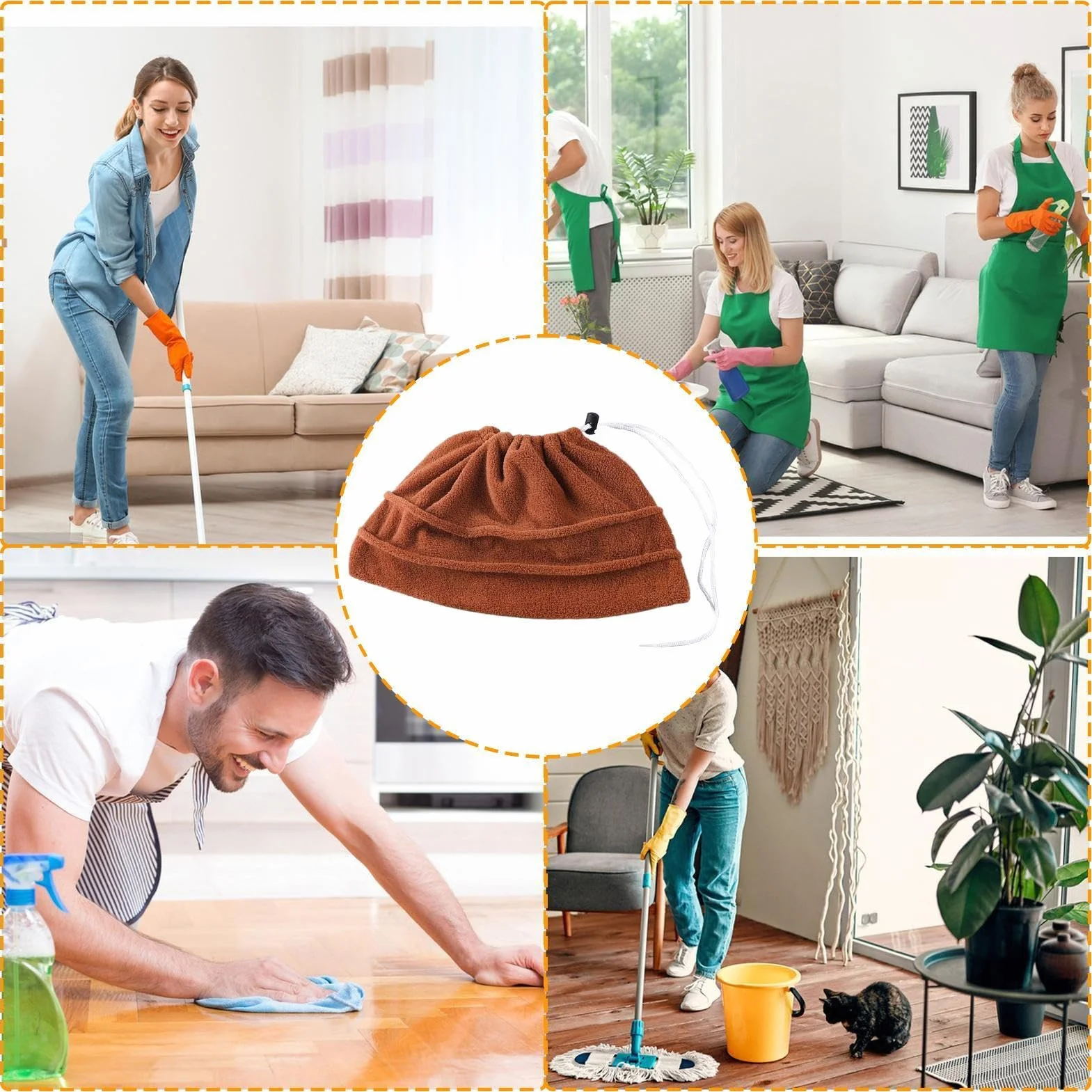 Funda para Escoba de Tela Reutilizable de Microfibra Lavable para Limpieza en Seco y Húmedo