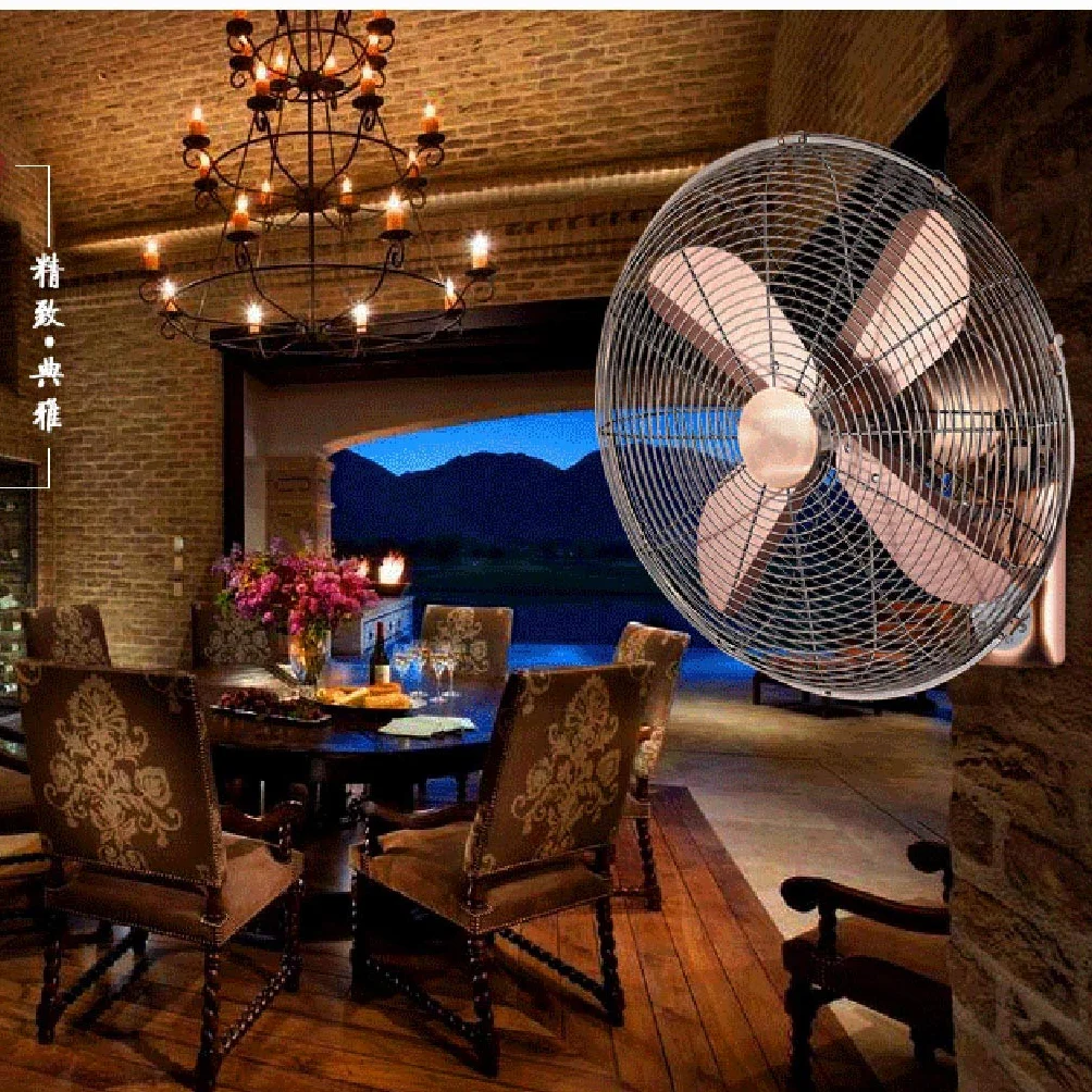Ventilador eléctrico oscilante de pared con mando a distancia de cobre retro industrial para el hogar 14/16/18 pulgadas