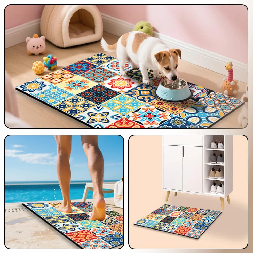 Alfombrilla de goteo para vajilla, 2 unidades, alfombrilla de café absorbente con revestimiento de goma antideslizante, alfombrilla de secado rápido, fácil de limpiar, 40 x 50 cm, alfombrilla