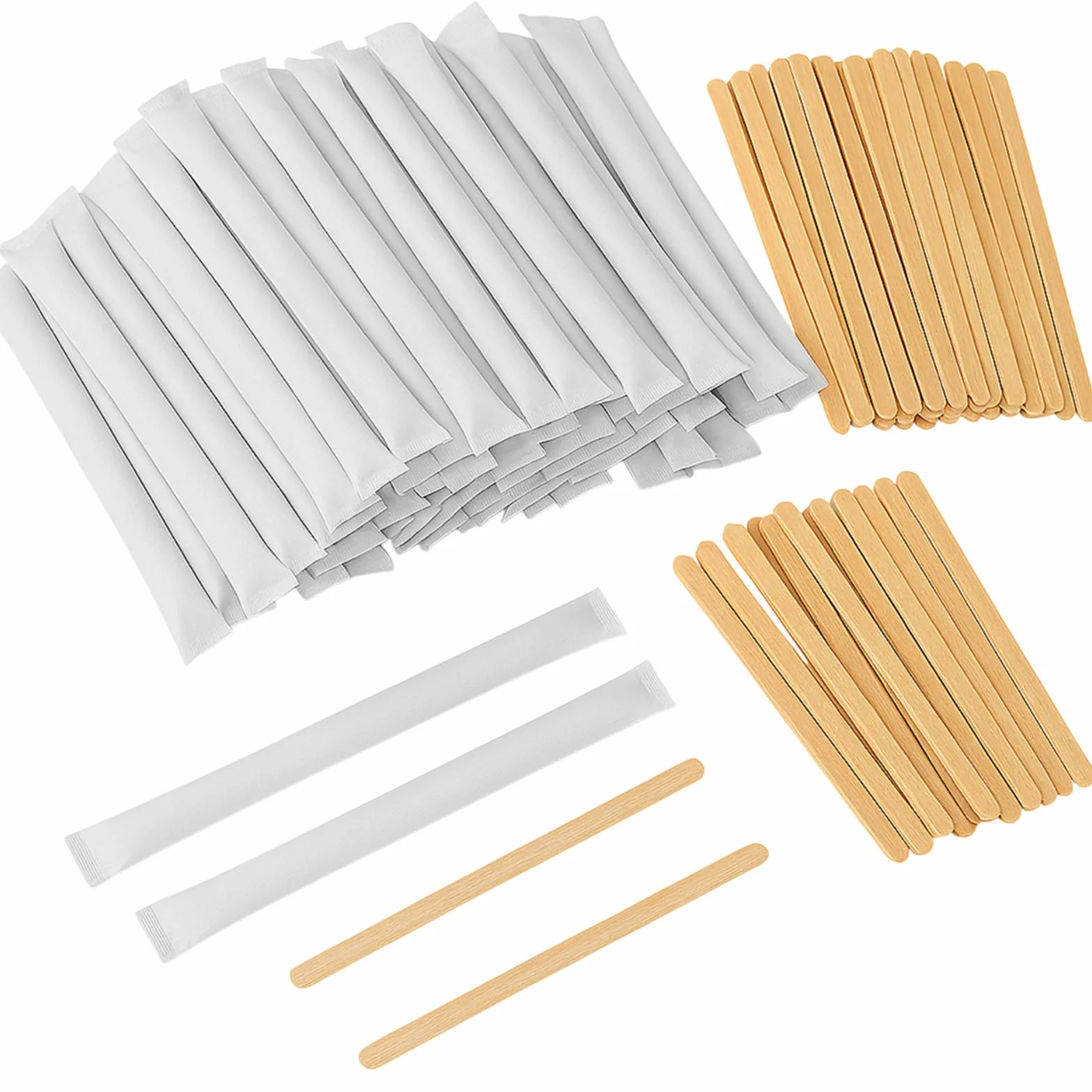 Dohe Horeca - Palitos de Madera Remover Café (500 uds.) - Tamaño 9 cm, Biodegradables y Reciclables, Higiénicos con Papel Protector, Batir Café, Té, Leche y Bebidas Calientes