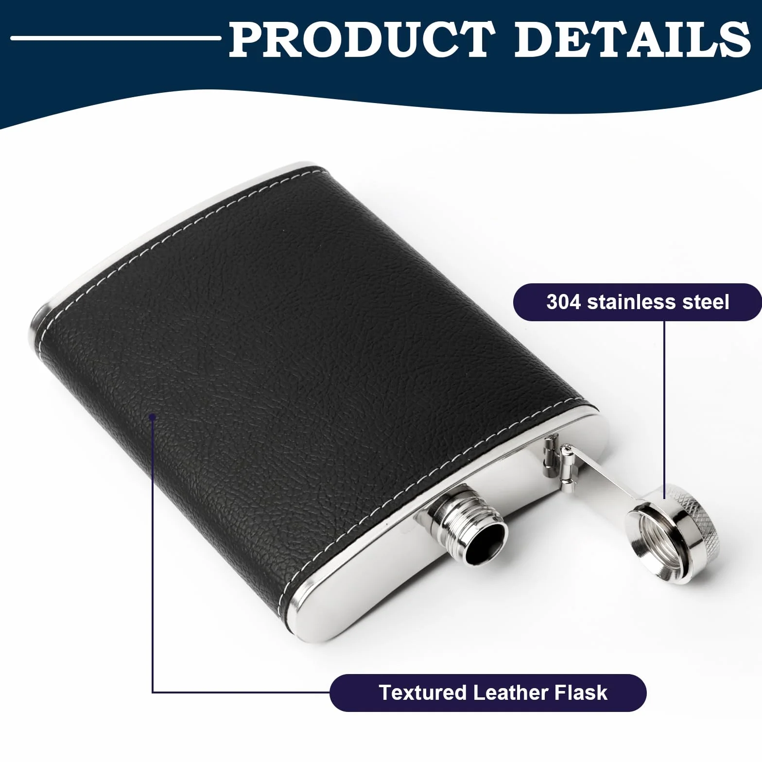 Resouwe 8 oz Hip Flask de Acero Inoxidable con 2 Frascos y 2 Embudos para Bar Camping Picnic