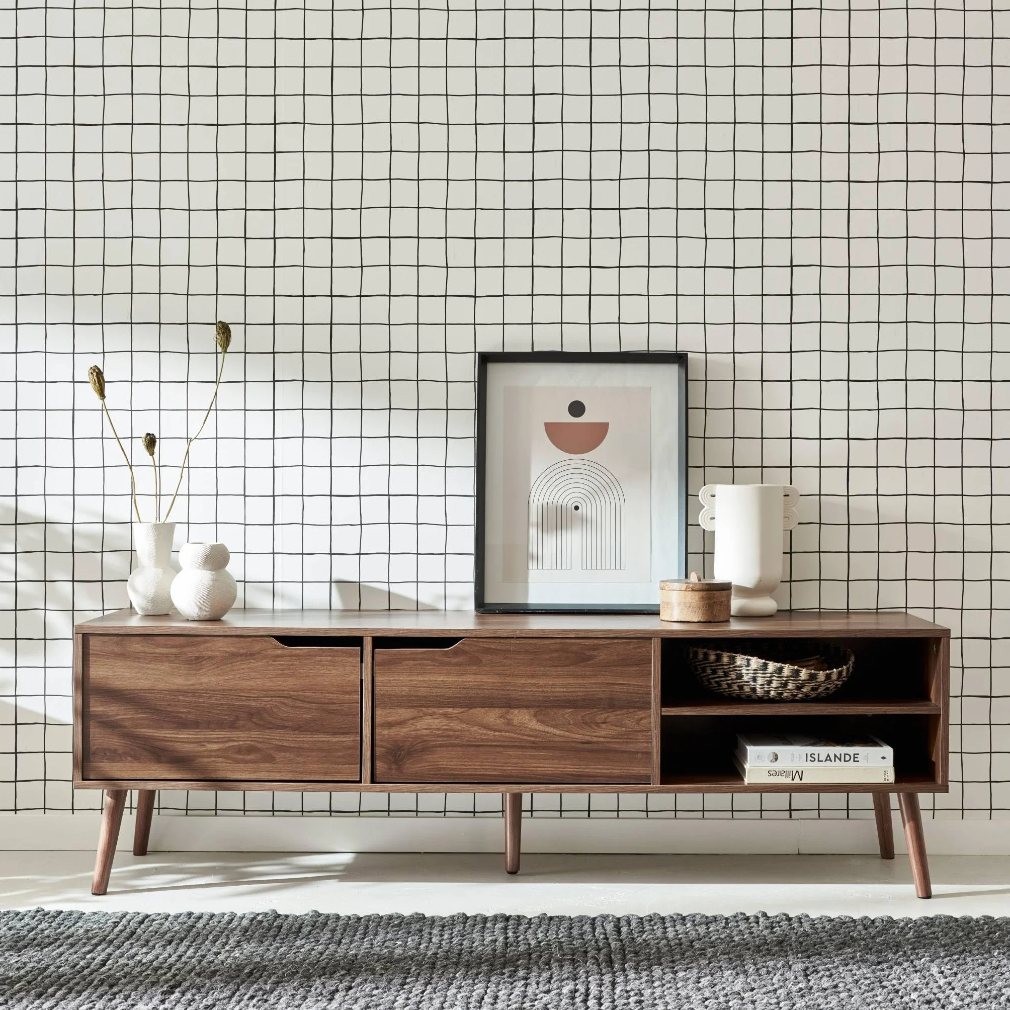 Alice's Home sweeek - Mueble TV, decoración Madera Nogal, 2 Puertas, 1 Estante, 160cm