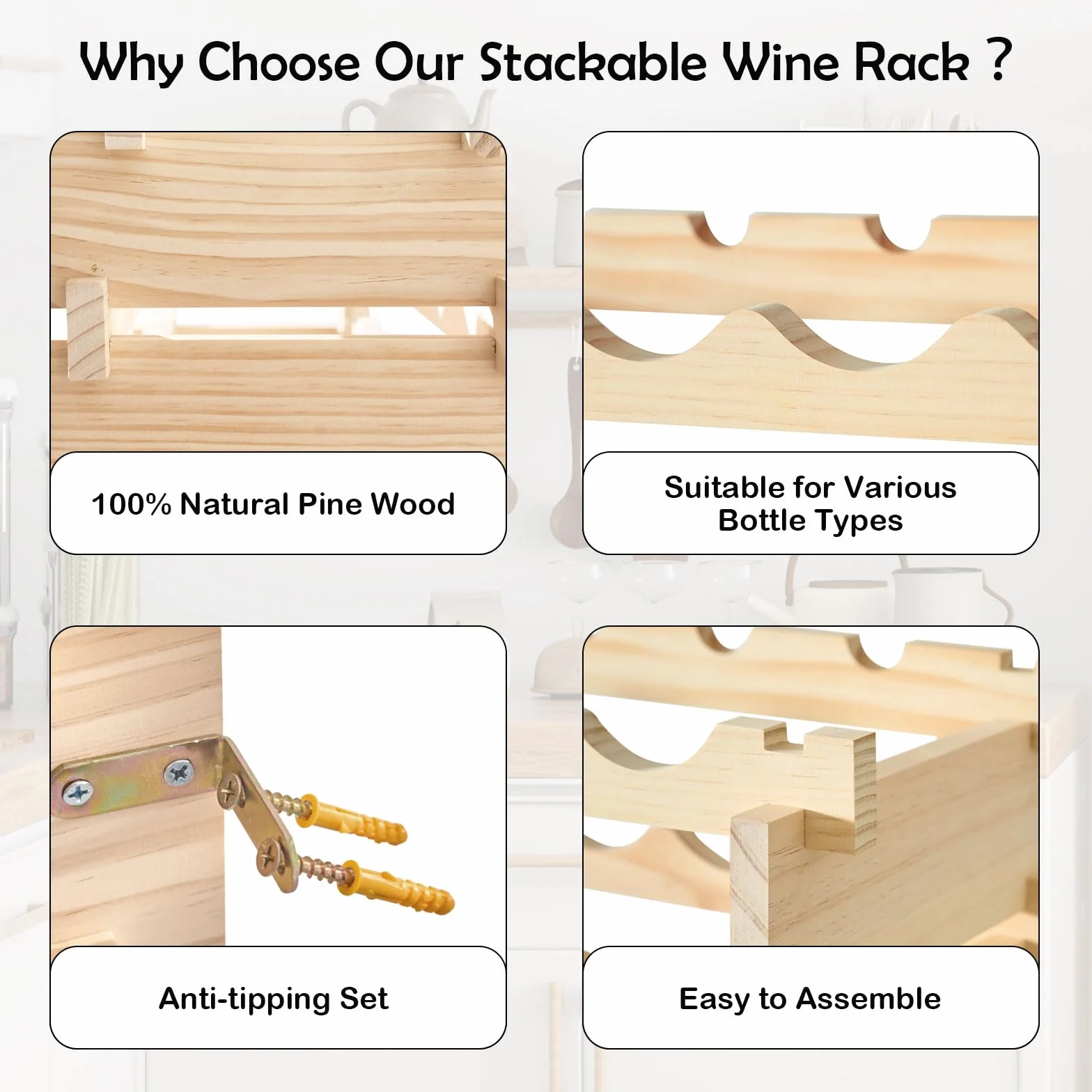 sogesfurniture Botellero de Madera para 120 Botellas de Vino con 12 Niveles, Soporte para Botellero Estante de Vino para Estantería de Presentación de Cocina y Barra