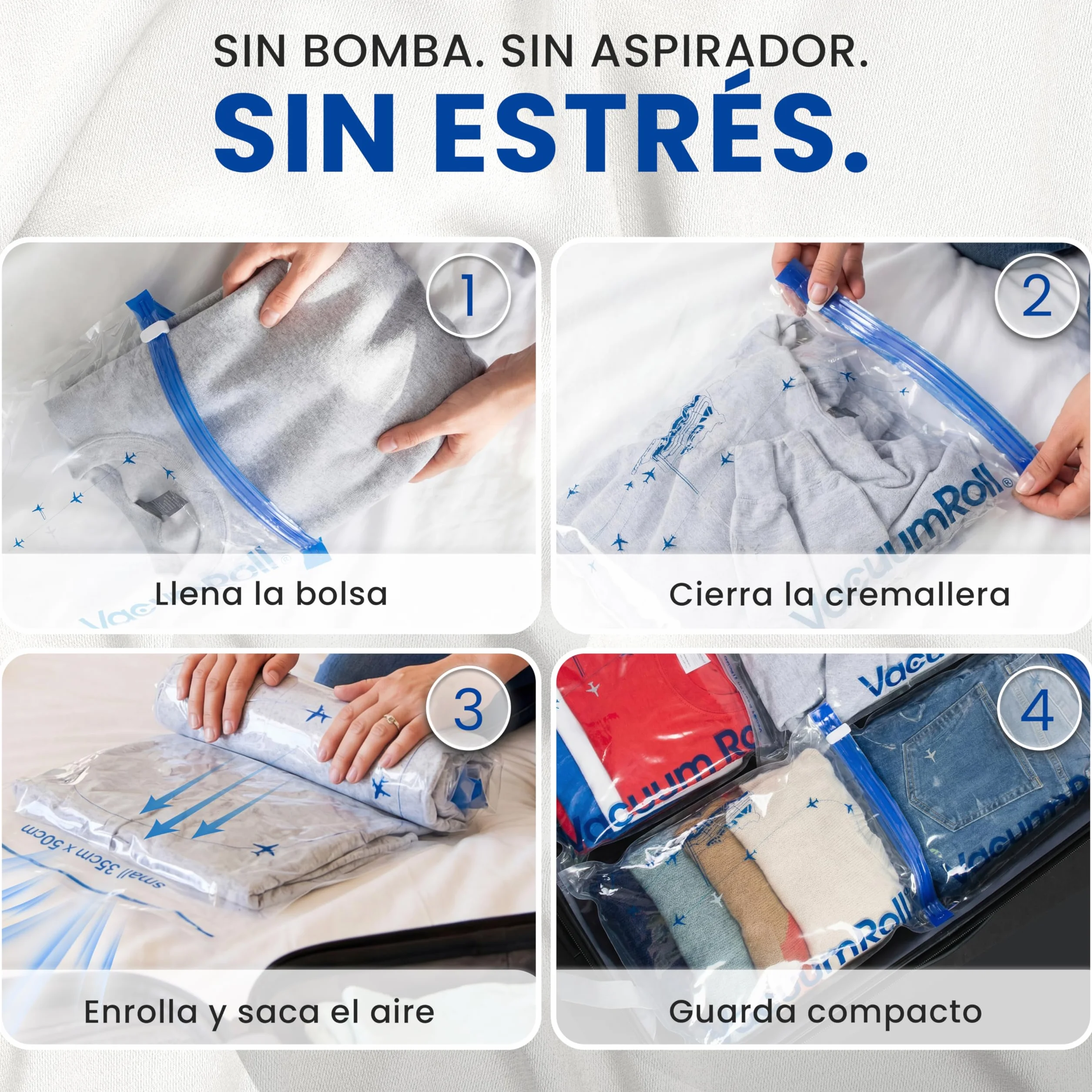 Bolsas de Compresión para Viajar myHodo, 10 Piezas (5x 60x40cm 5x 50x35cm), Almacenamiento al Vacío