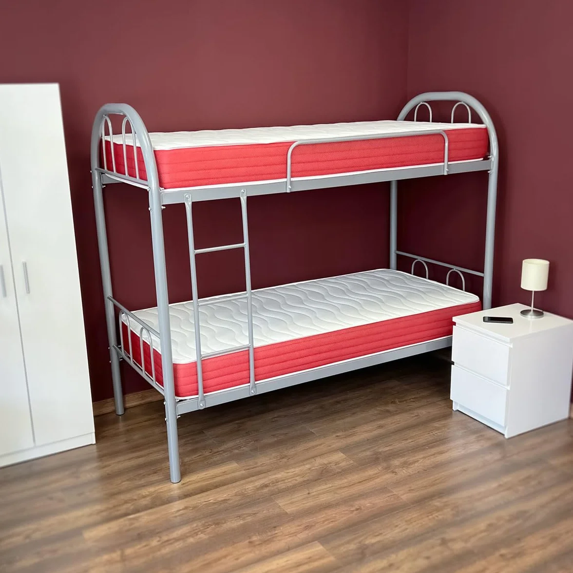 mattfy - Litera Reforzada Completa con Barandilla y Escalera Metálica, Modelo Karma, Estructura Tubular, Práctica y Funcional, 90x190