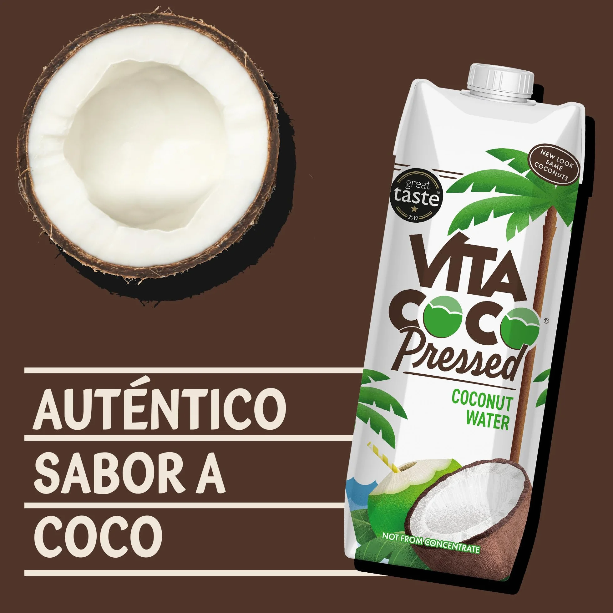 Vita Coco Agua De Coco Prensada 1L x 6 Hidratante Natural Sin Gluten