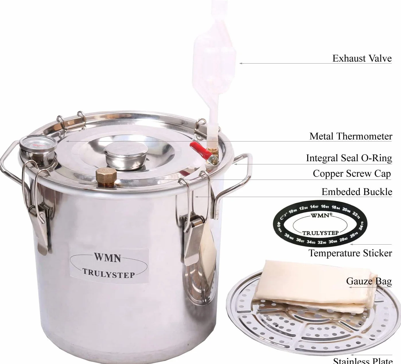 Fayelong Destilador de Agua 30 Litros Alambique Cobre para Licores Alcohol Cerveza Vino