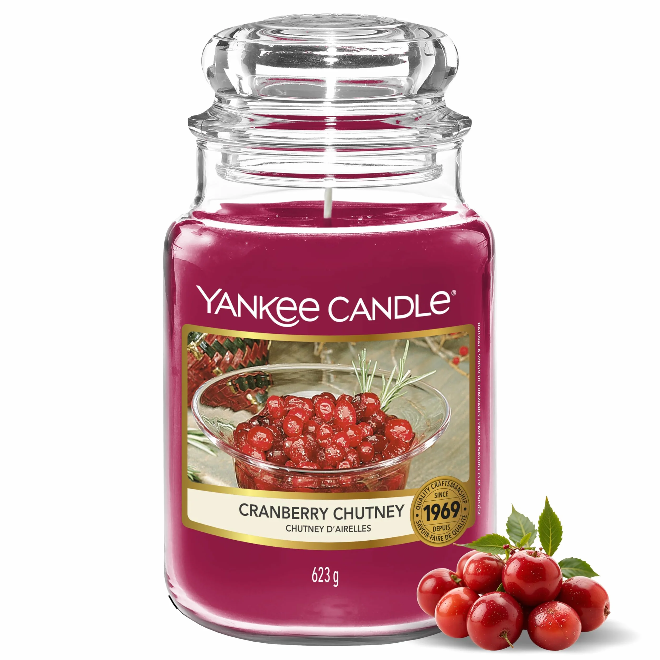 Yankee Candle Vela aromática en tarro grande Cranberry Chutney 150 horas