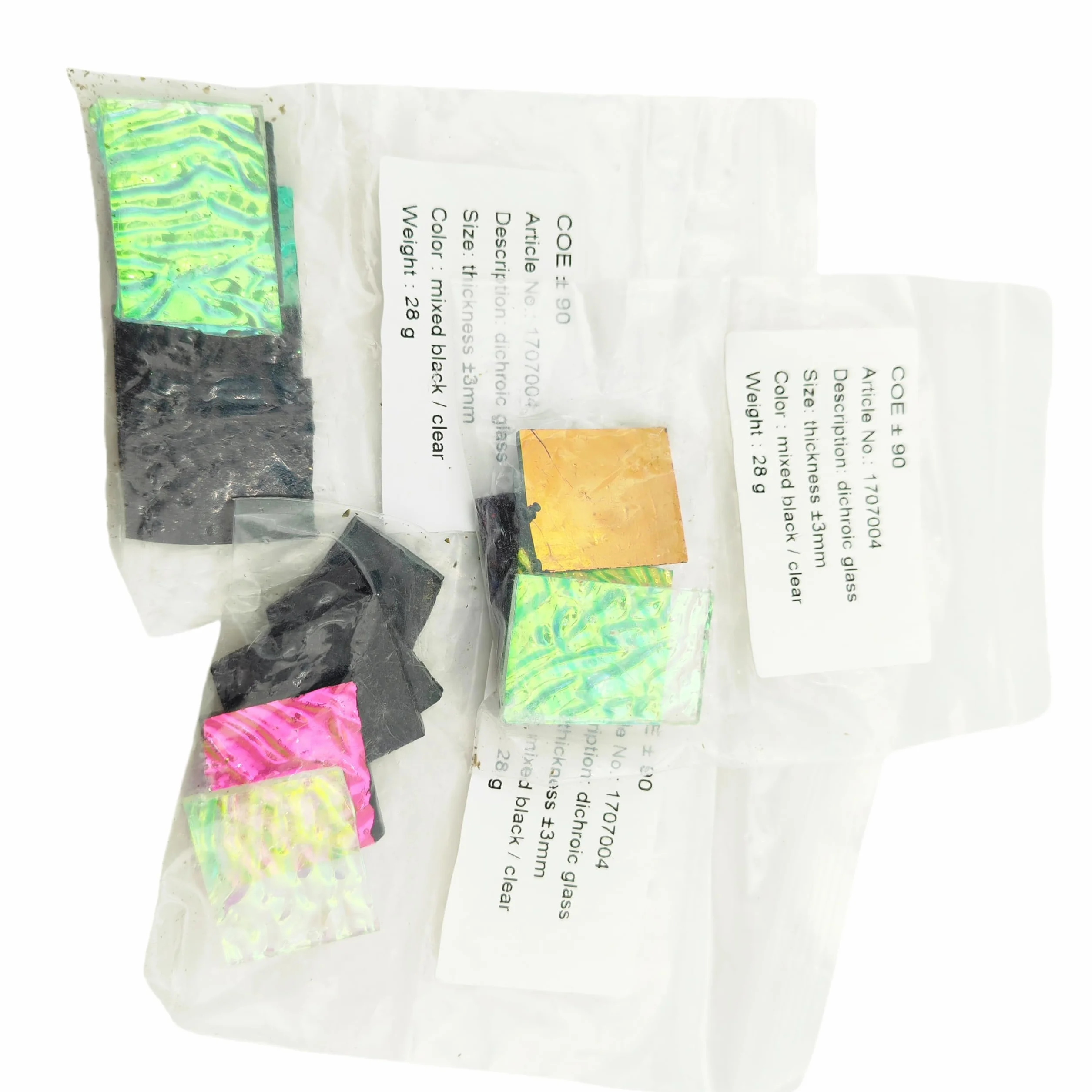 Vidrio Dicroico COE90 84g 3 Bolsas para Horno de Microondas Vidrieras Joyería