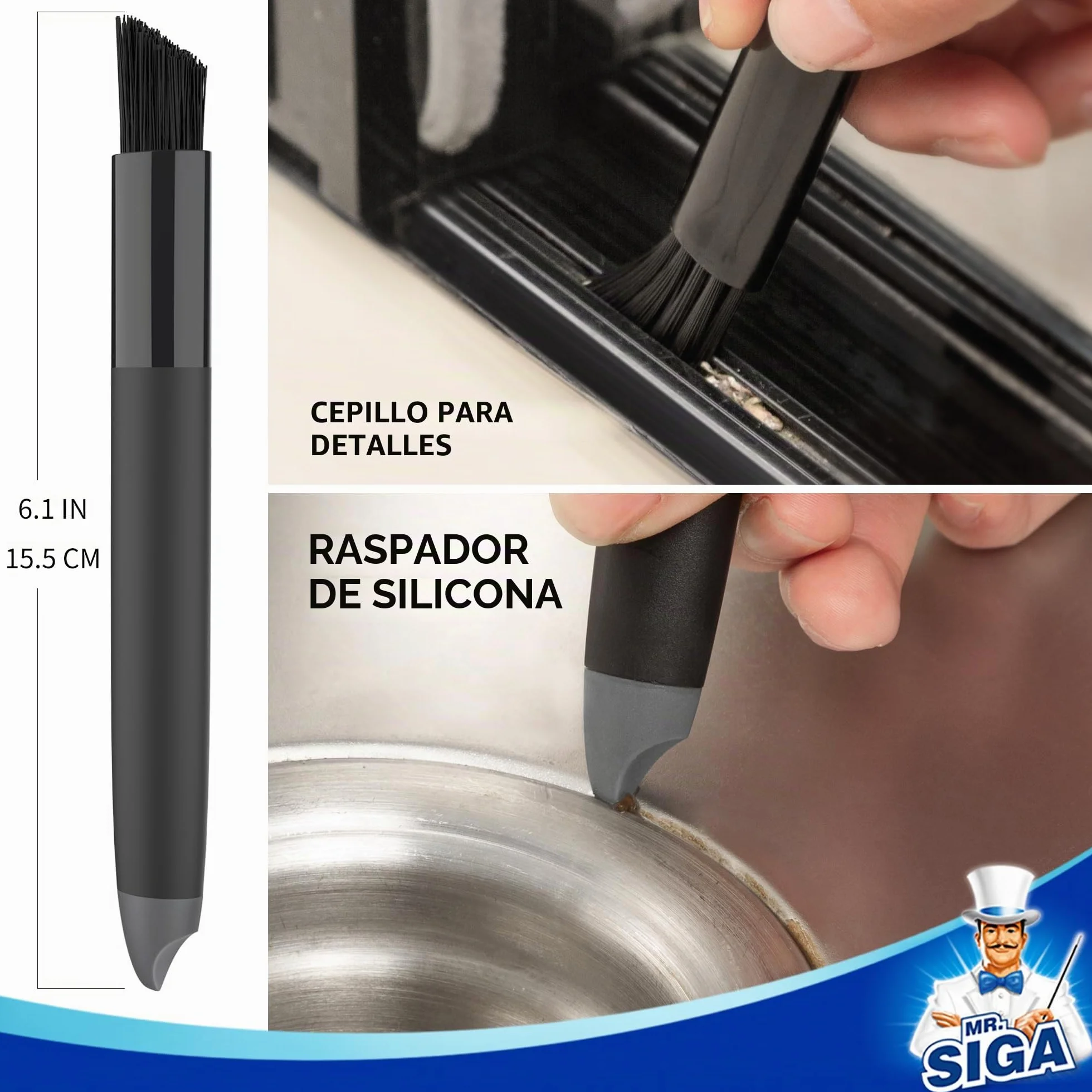 MR.SIGA Juego de Cepillos Limpiadores de Lechada, Juego de Cepillos Limpiadores de Detalle para Azulejos, Fregaderos, Desagües, Cepillo de Lechada para Limpieza de Bordes y Hendiduras