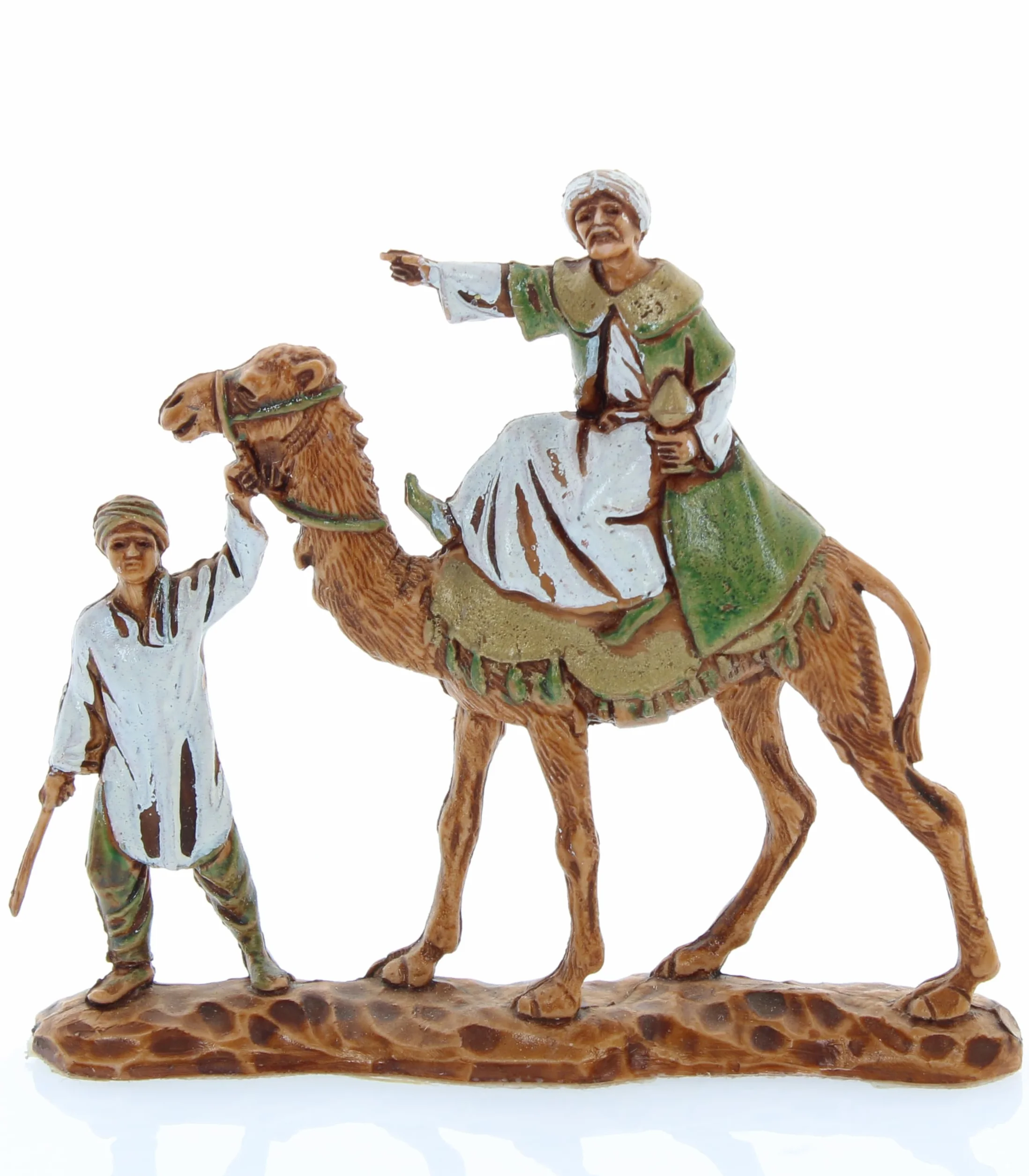 Moranduzzo Trío de Reyes Magos en Camello Apto para Belén de 3,5 cm Escala 1:50 – Micro 3,5 – Figura Indestructible, Estilo Siglo XVIII, Acabada a Mano, Escultor M. Landi
