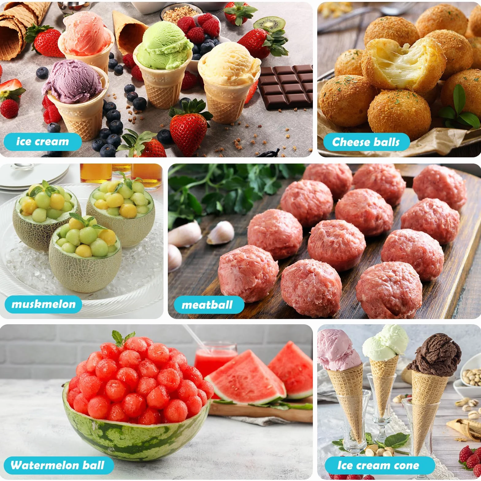Cuchara Helado Bola de Aluminio, Sacabolas Helados Antiadherente para Heladerías