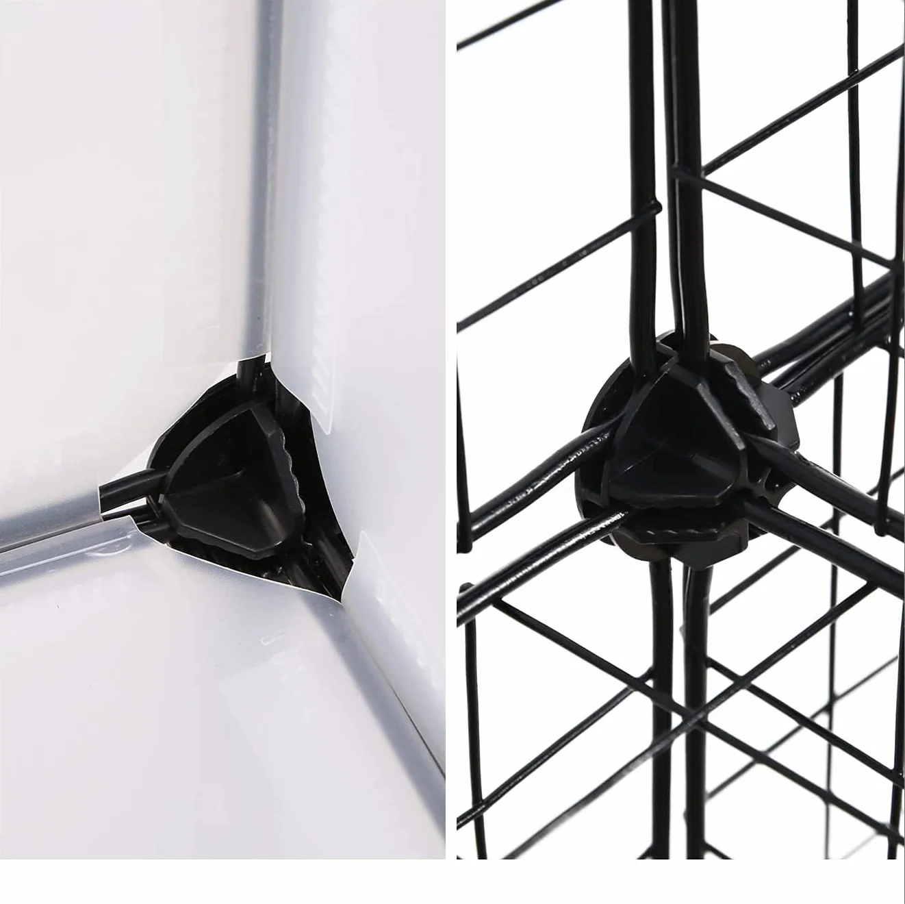 Namvo Conectores de plástico de cubo de alambre 12 cs negro para estantería de almacenamiento