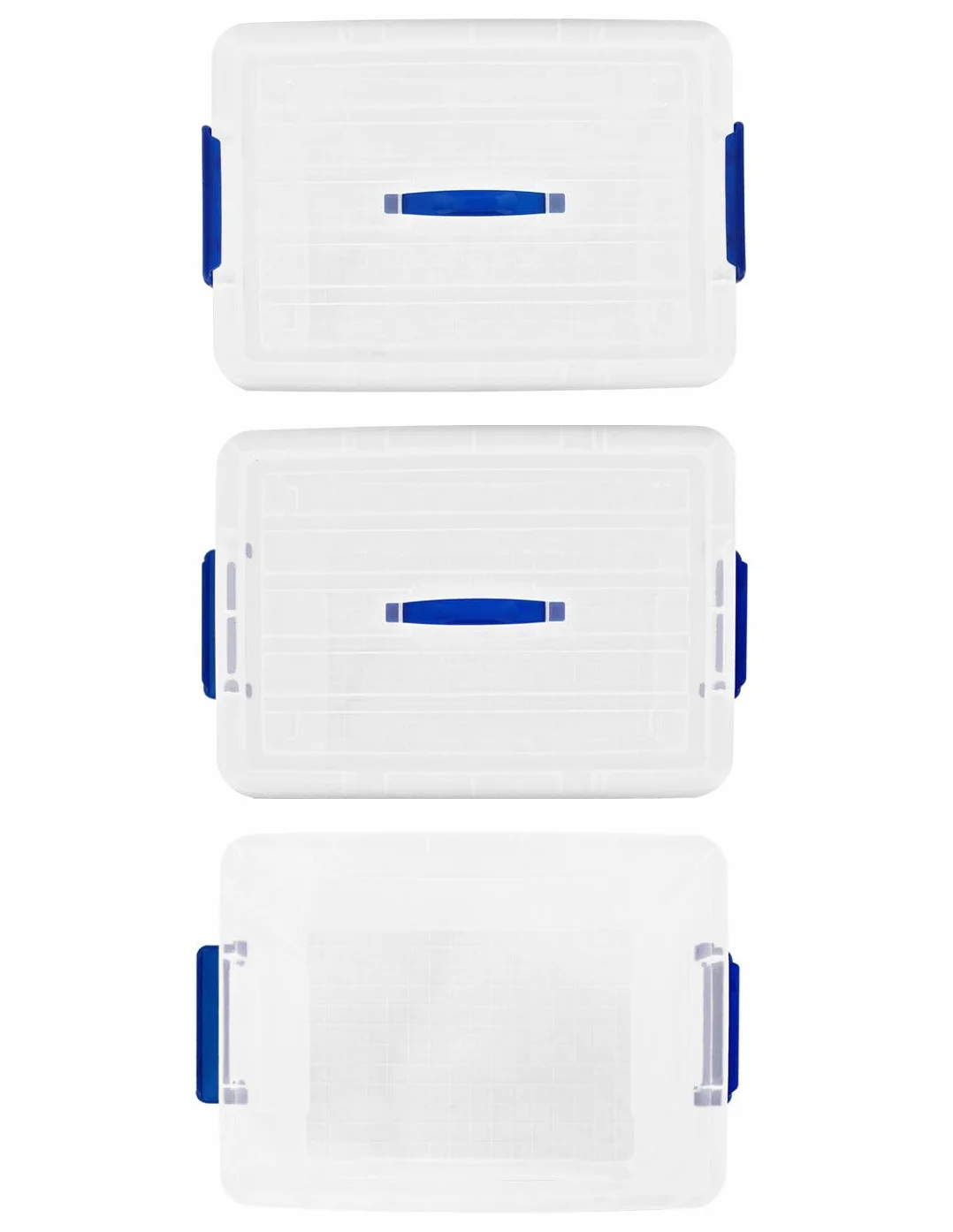 Jardin202 Cajas de Almacenamiento Transparentes con Tapa Azul 55L