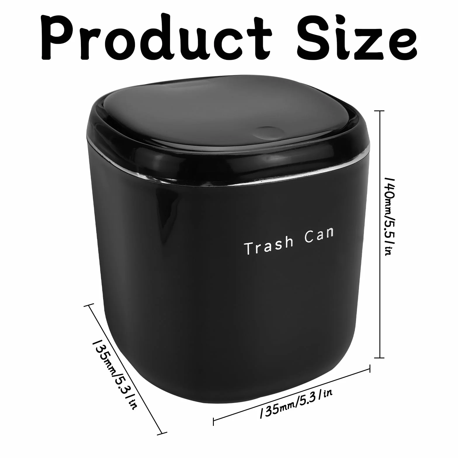 FAELNK Cubo Basura Pequeño Mini Papelera Escritorio con Tapa Negro 2,5 L para Dormitorio Baño Oficina Contenedor de Cosméticos Cenicero con 2 Rollos de Bolsas de Basura