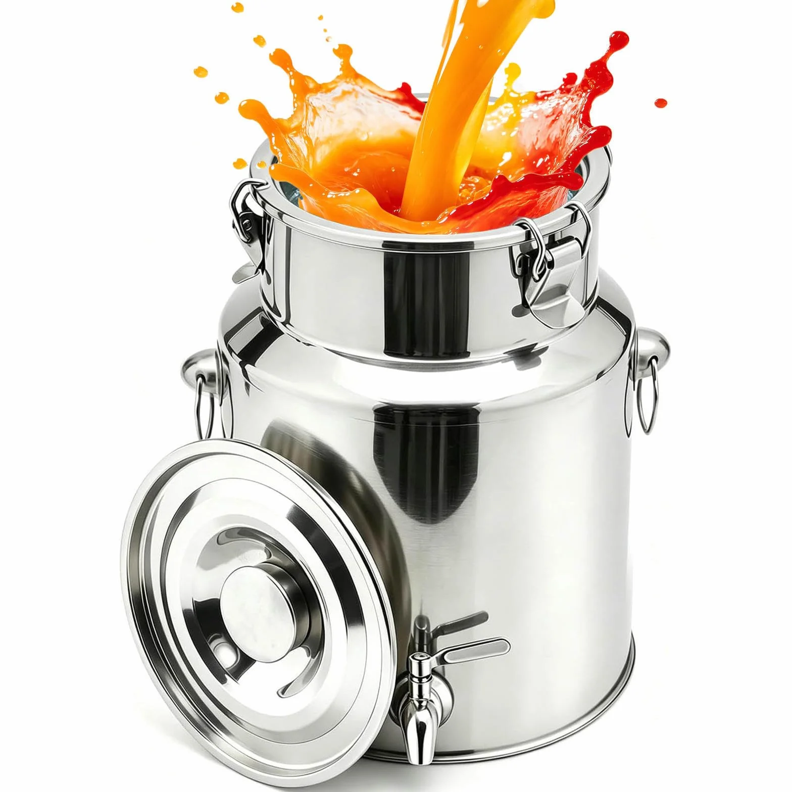 dispensador de bebidas con grifo jarra de agua acero inox,A-9L | con abrazadera de bloqueo de tapa almacenamiento de alimentos en barril hermético para sólidos líquidos,A-9L