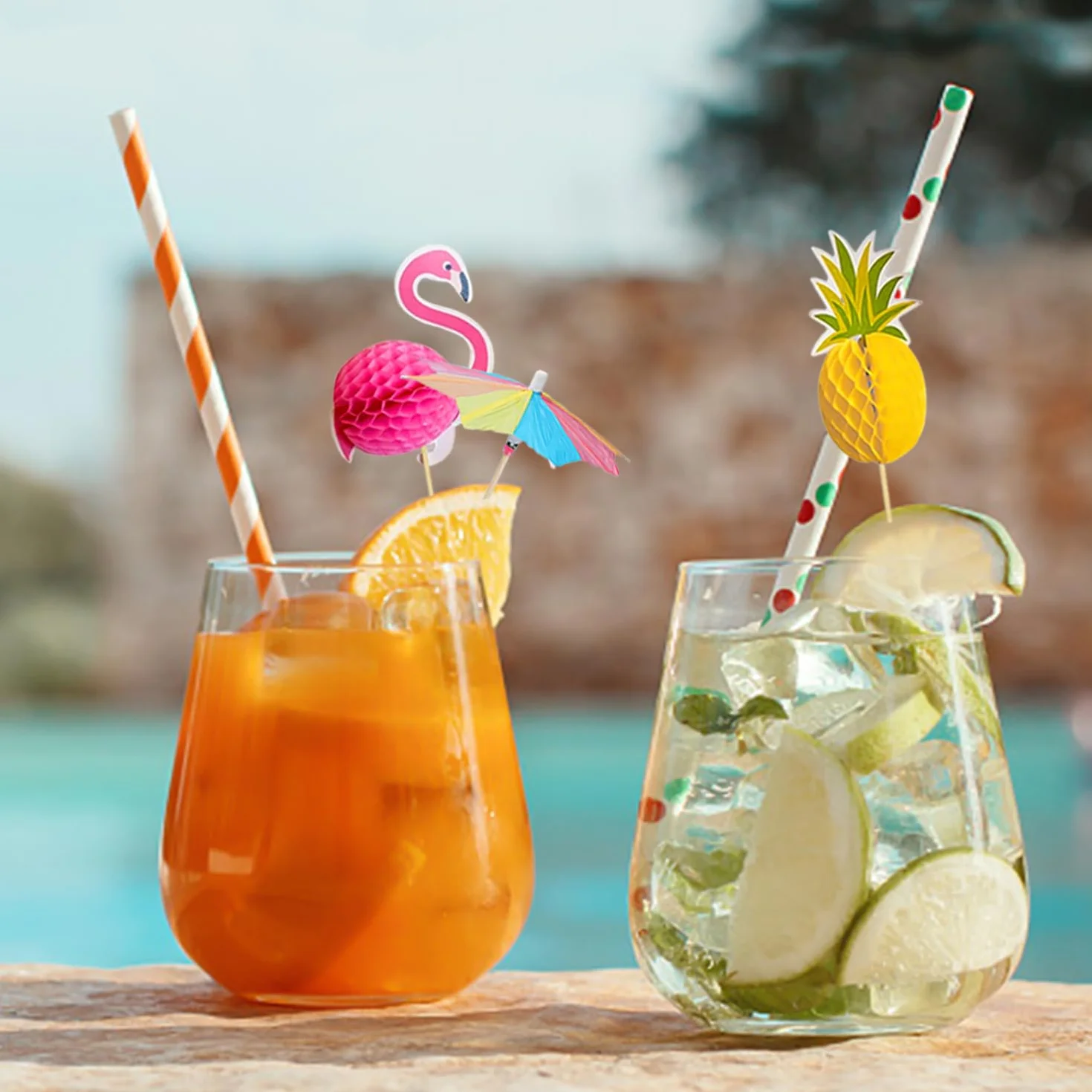 100 Uds Decoraciones De Cóctel Insertos Para Decoración De Pasteles Pajitas De Fiesta De Verano Agitadores De Cóctel Conjunto De Decoración