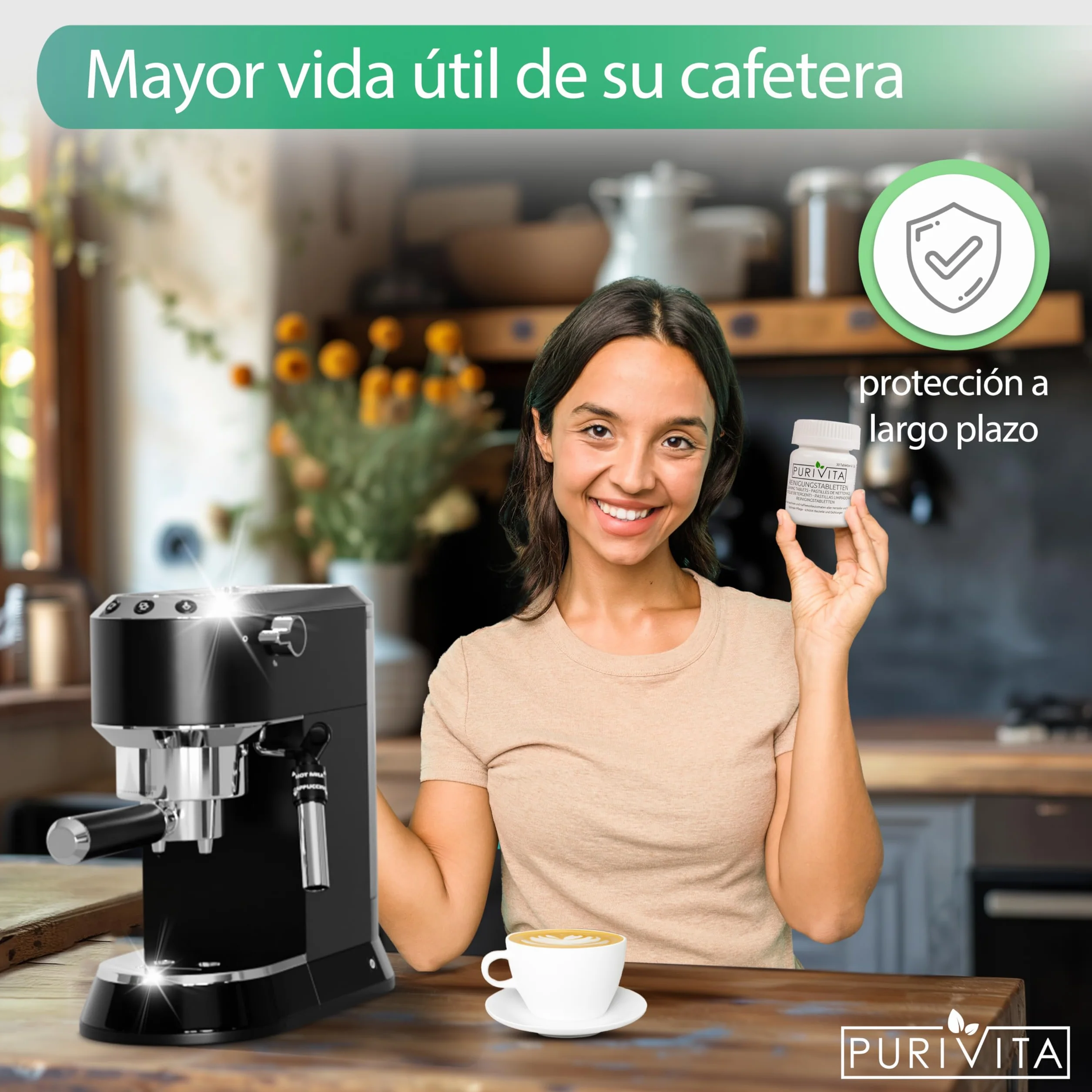 PURIVITA® Pastillas descalcificadoras para cafeteras Delonghi, Krups, Jura, Senseo, Nespresso - 30 pastillas