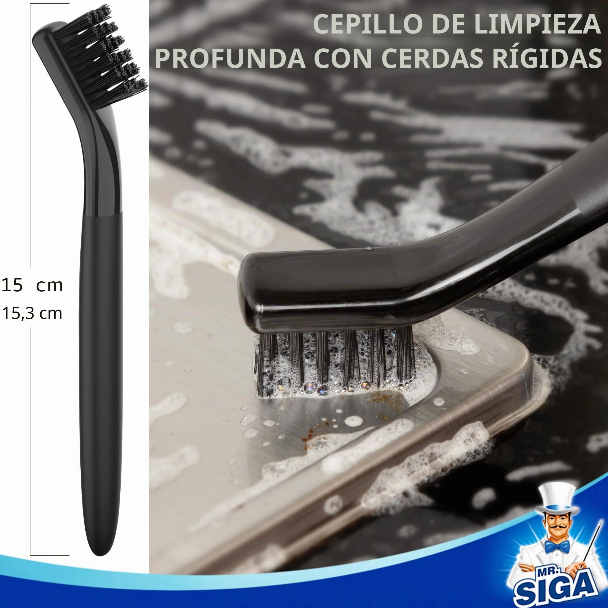 MR.SIGA Juego de Cepillos Limpiadores de Lechada, Juego de Cepillos Limpiadores de Detalle para Azulejos, Fregaderos, Desagües, Cepillo de Lechada para Limpieza de Bordes y Hendiduras